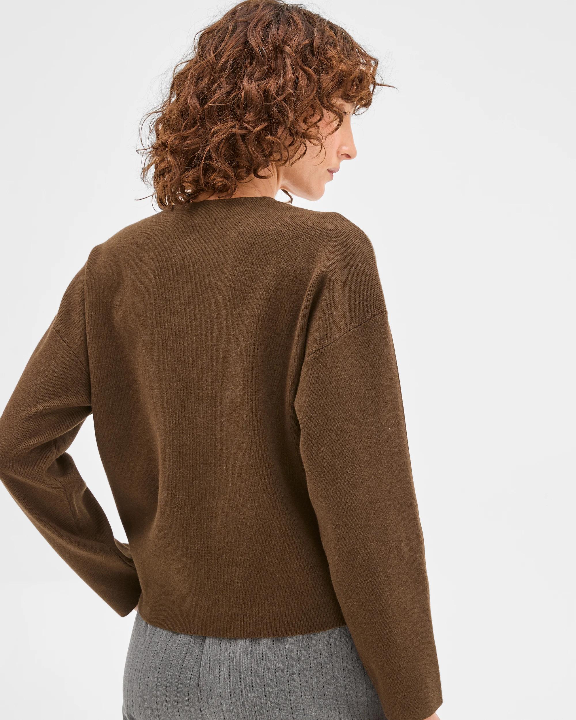 5 Preview Australian Cotton Blend Polished V-Neck Jumper OLIVE, 5 of 5