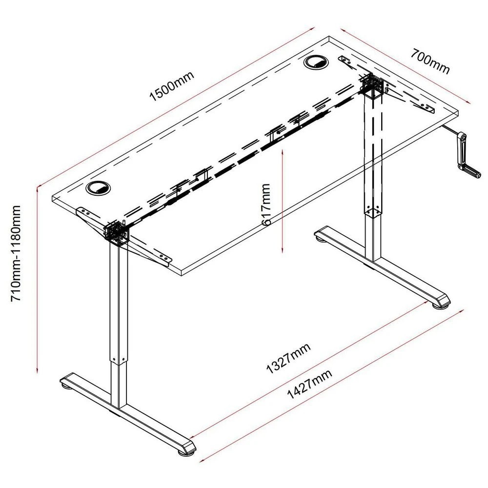 6 Matrix Manual Height Adjustable 1500mm Desk White/Walnut, 6 of 6
