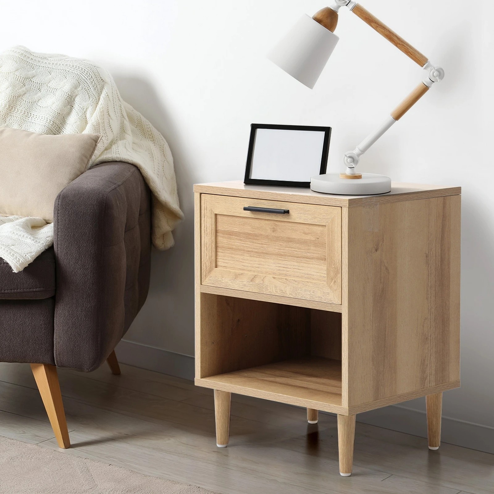 2 Oikiture Bedside Table Nightstand Side End Table
 - Natural, 2 of 9