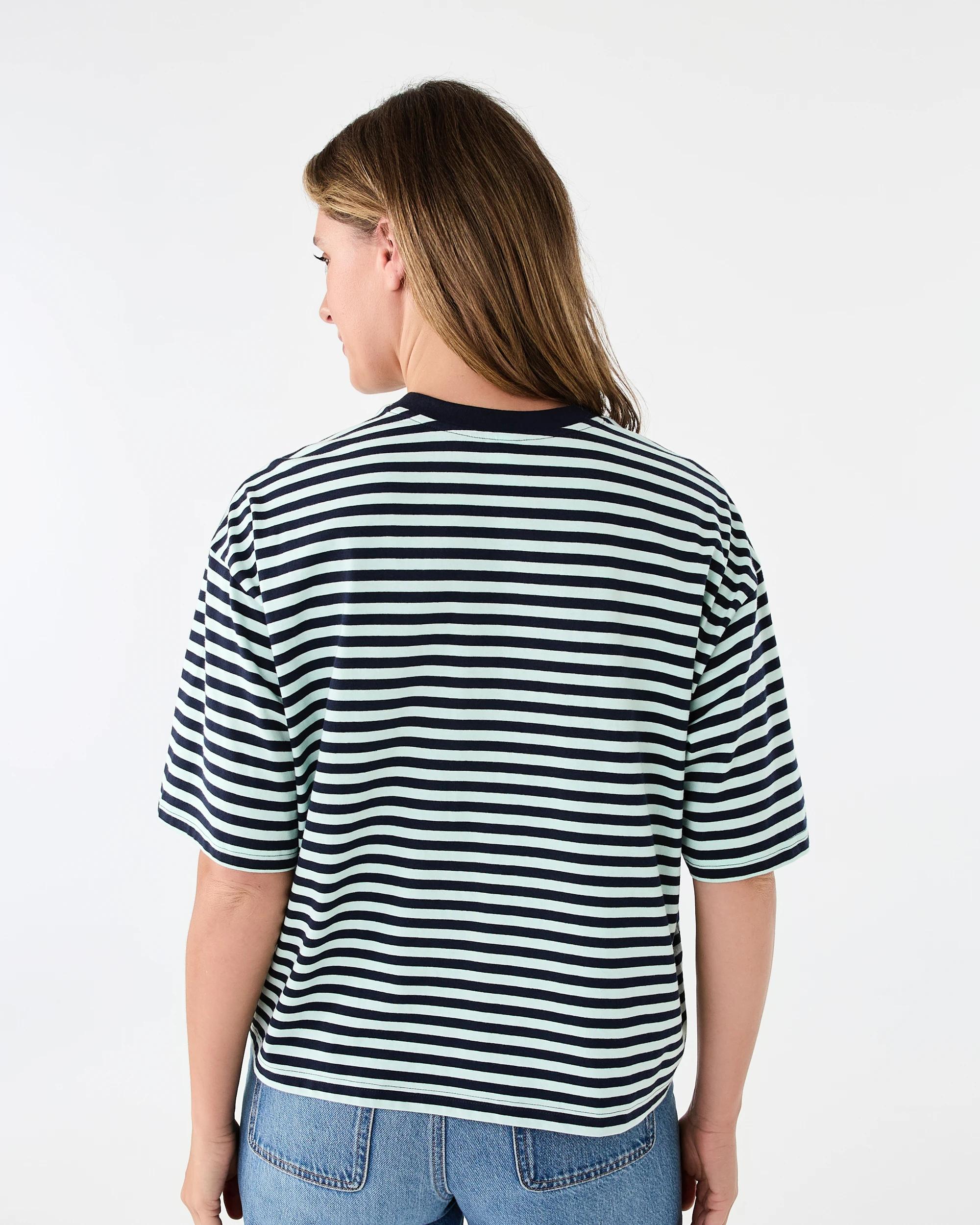 3 Short Sleeve Oversized Chopped Stripe T-shirt Aqnvy Strp, 3 of 5