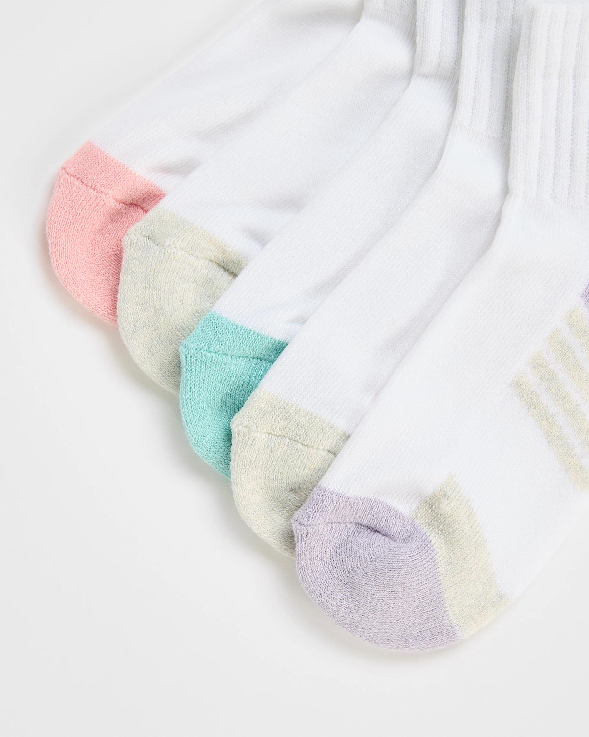 2 Maxx Australian Cotton Blend Sport Quarter Crew Socks 5 Pack WHITE GIRLS, 2 of 3