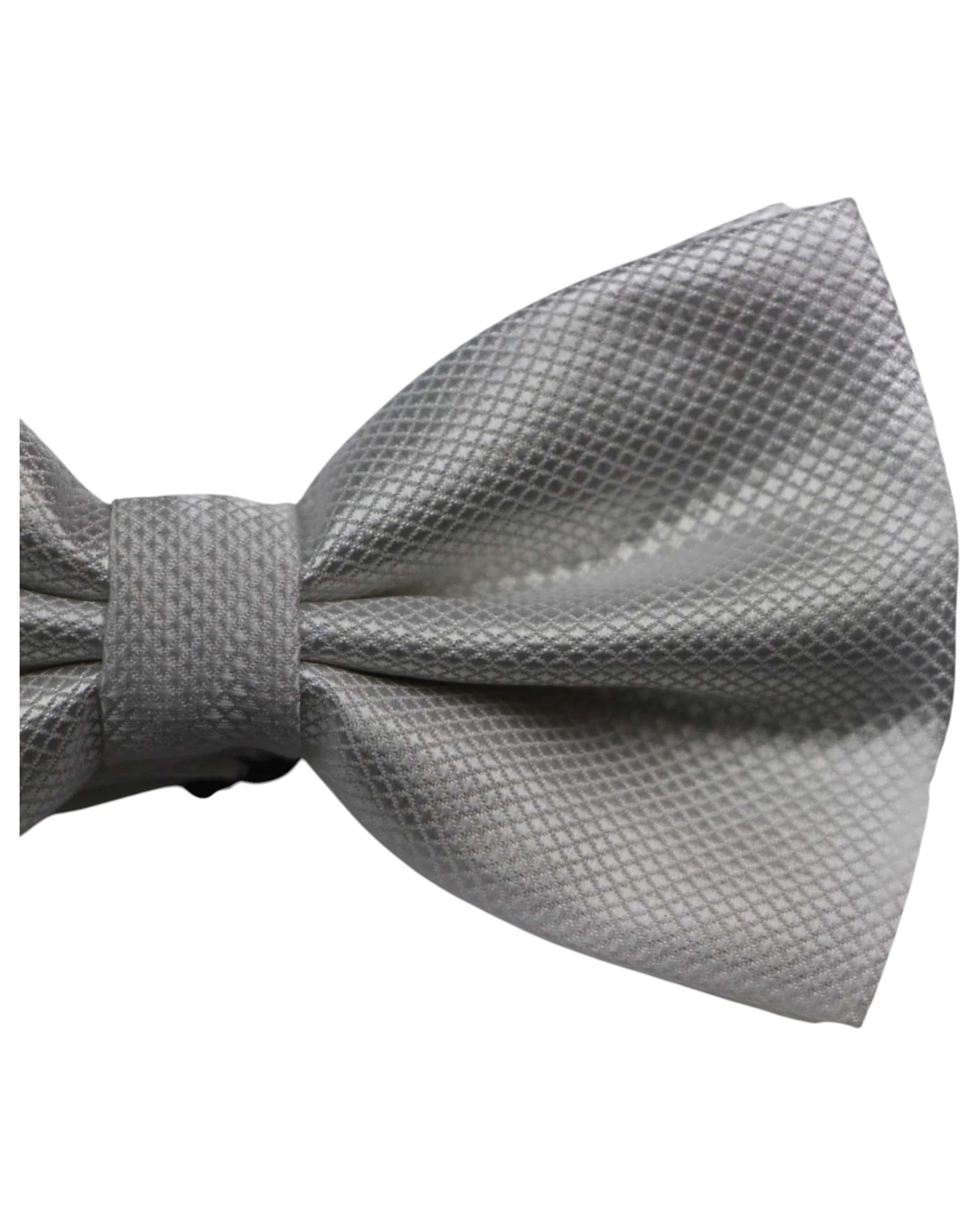 3 Zasel Mens White Plain Coloured Checkered Bow Tie - White, 3 of 5