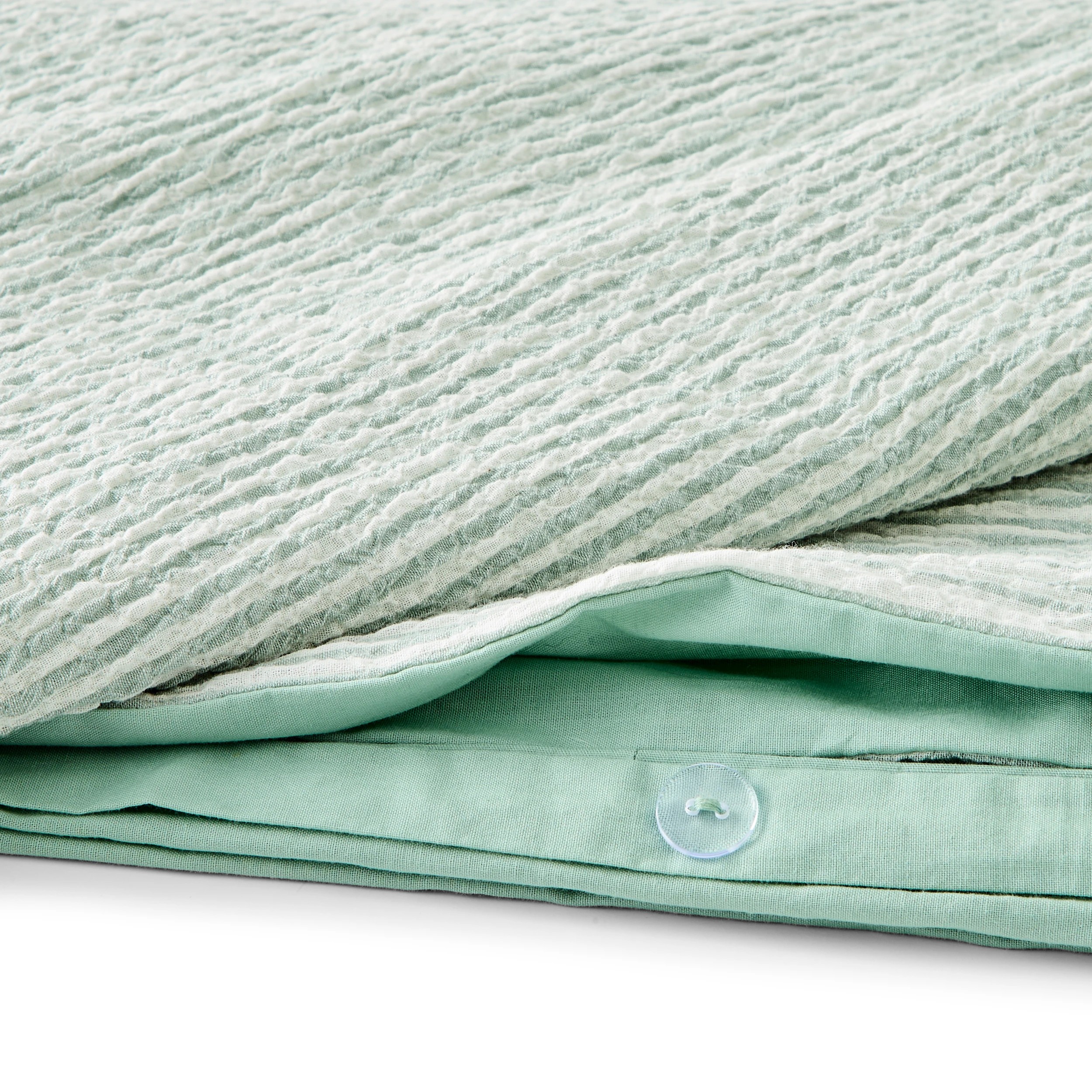 5 Stripe Seersucker Quilt Cover Set - Double Bed, Sage, 5 of 7