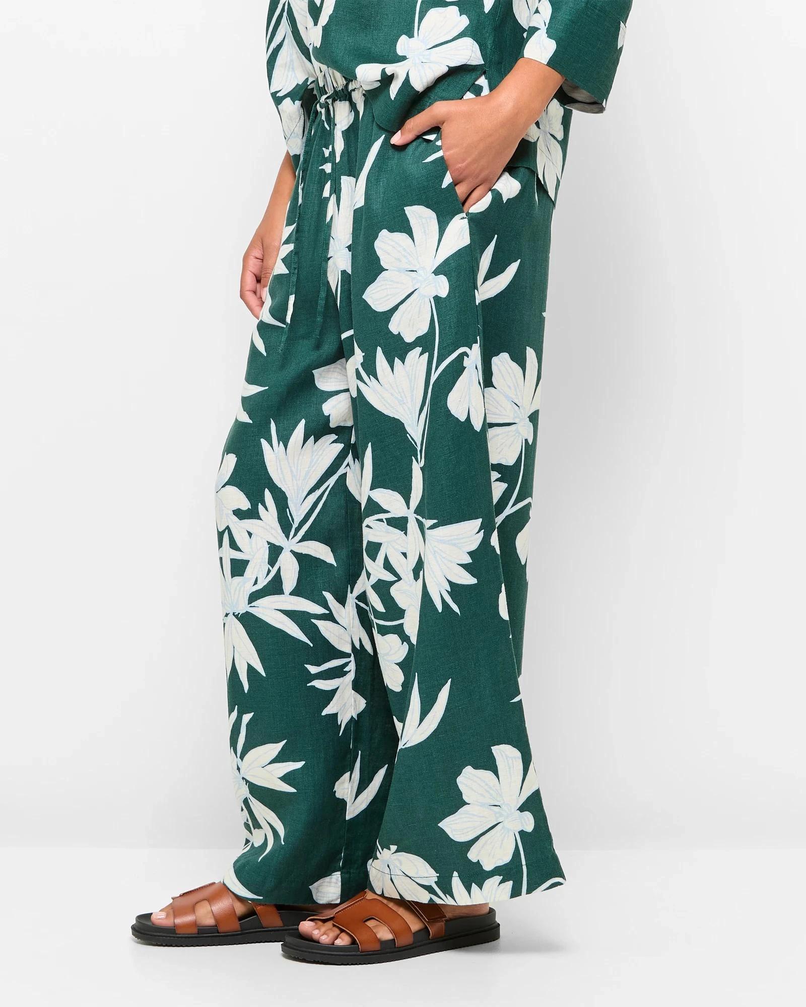 3 Target European Linen Wide Leg Pants STENCIL FLORAL, 3 of 5