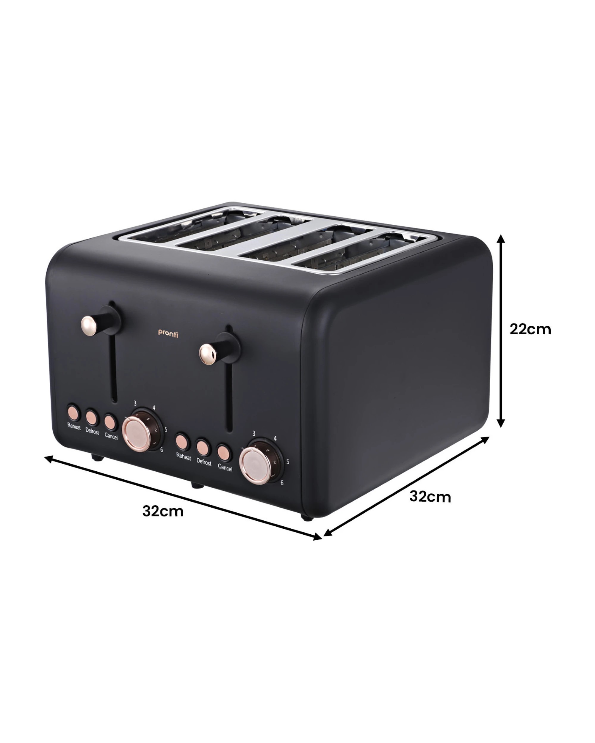 4 Pronti Rose Trim Collection Toaster And Kettle Bundle - Black, 4 of 10