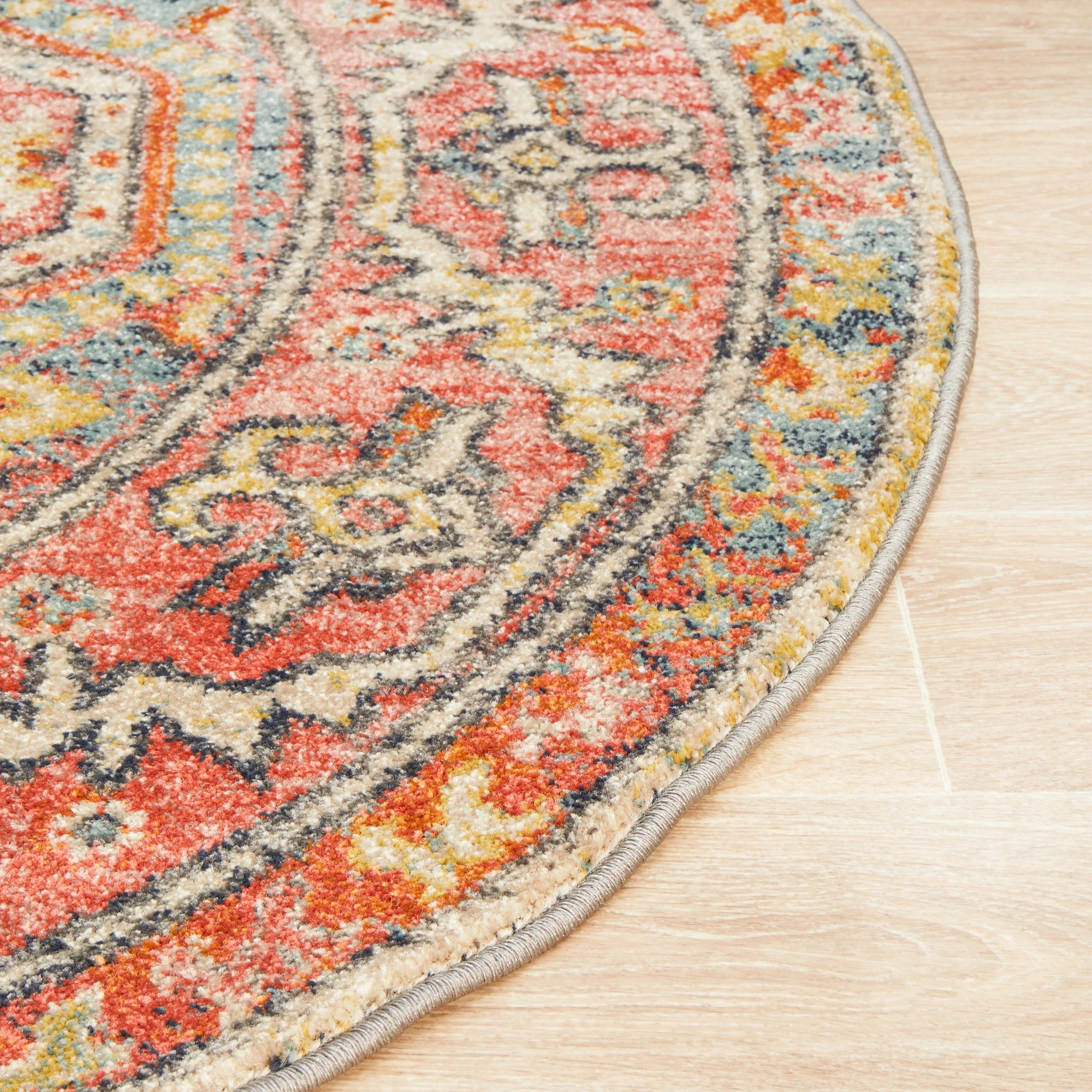 6 Common Ground Rugs Eterna 856 200x200cm - Medium Round Rug - Red, 6 of 8