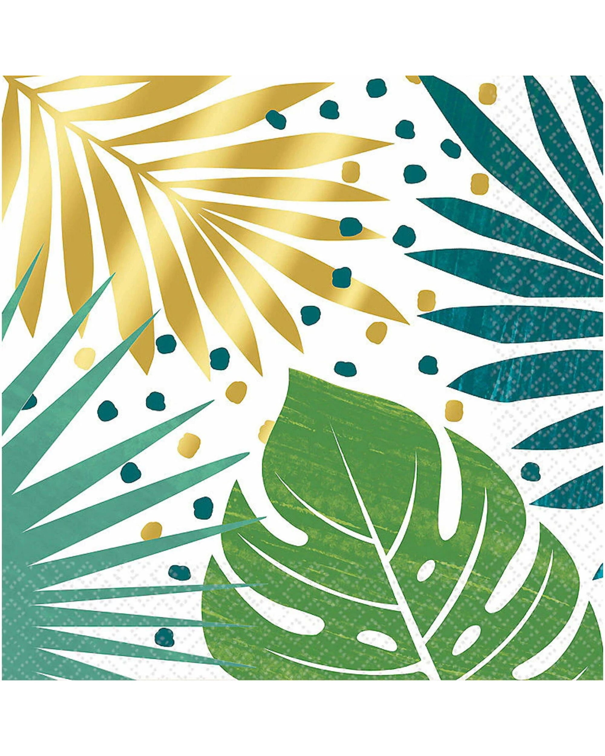 1 Amscan Key West Green & Gold Leaf Large Paper Napkins Serviettes Pack of 16, 1 of 1