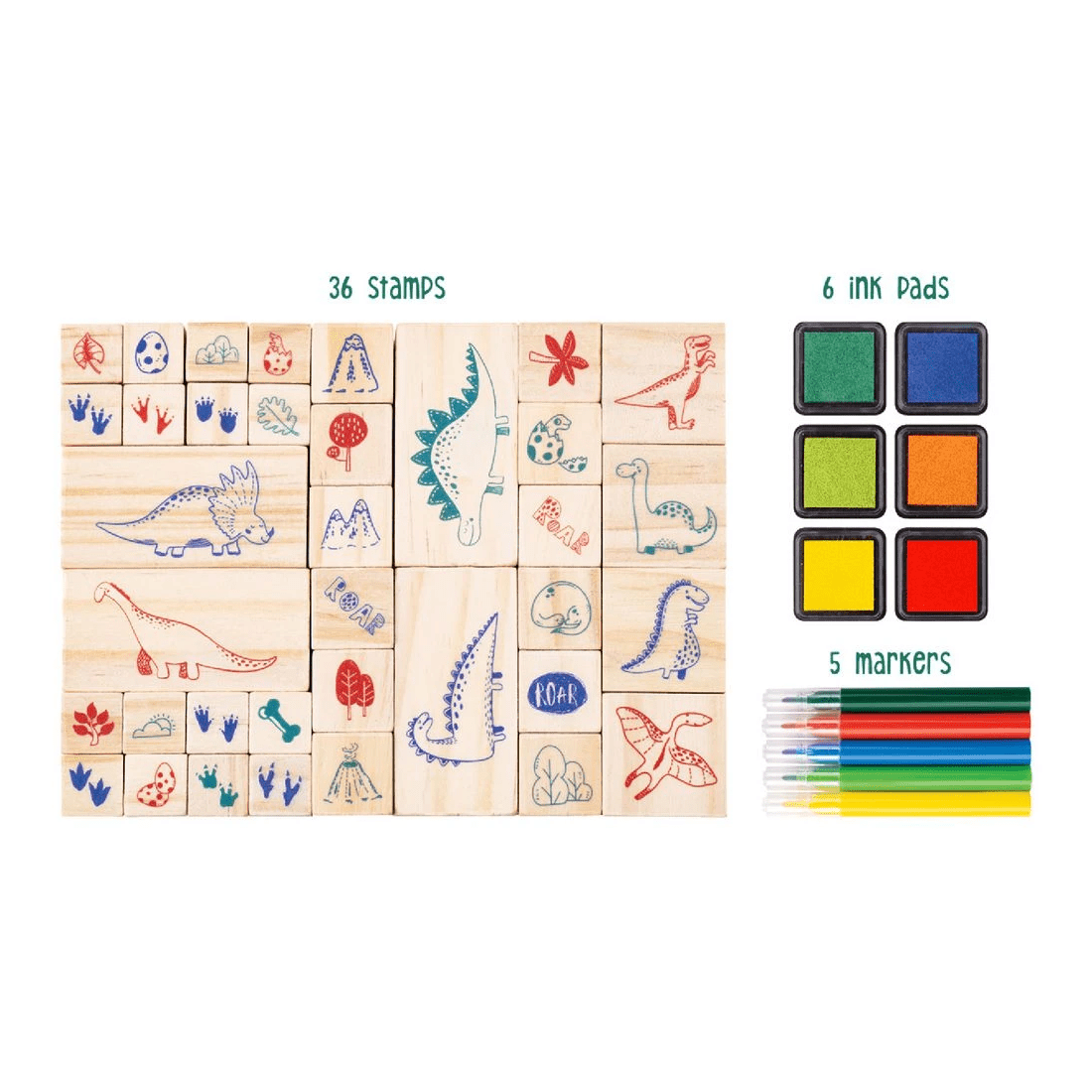 3 Wooden Stamp Set  47 Piece Dinosaurs, 3 of 4