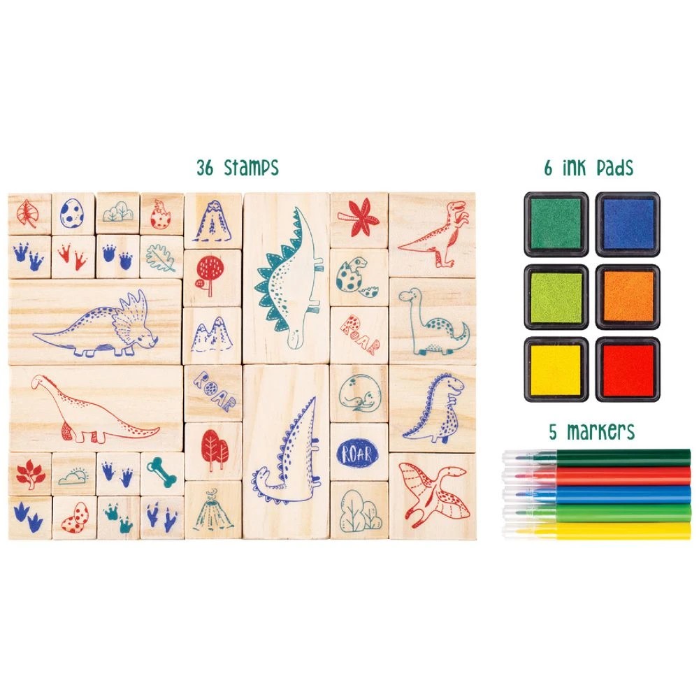3 Wooden Stamp Set  47 Piece Dinosaurs, 3 of 4