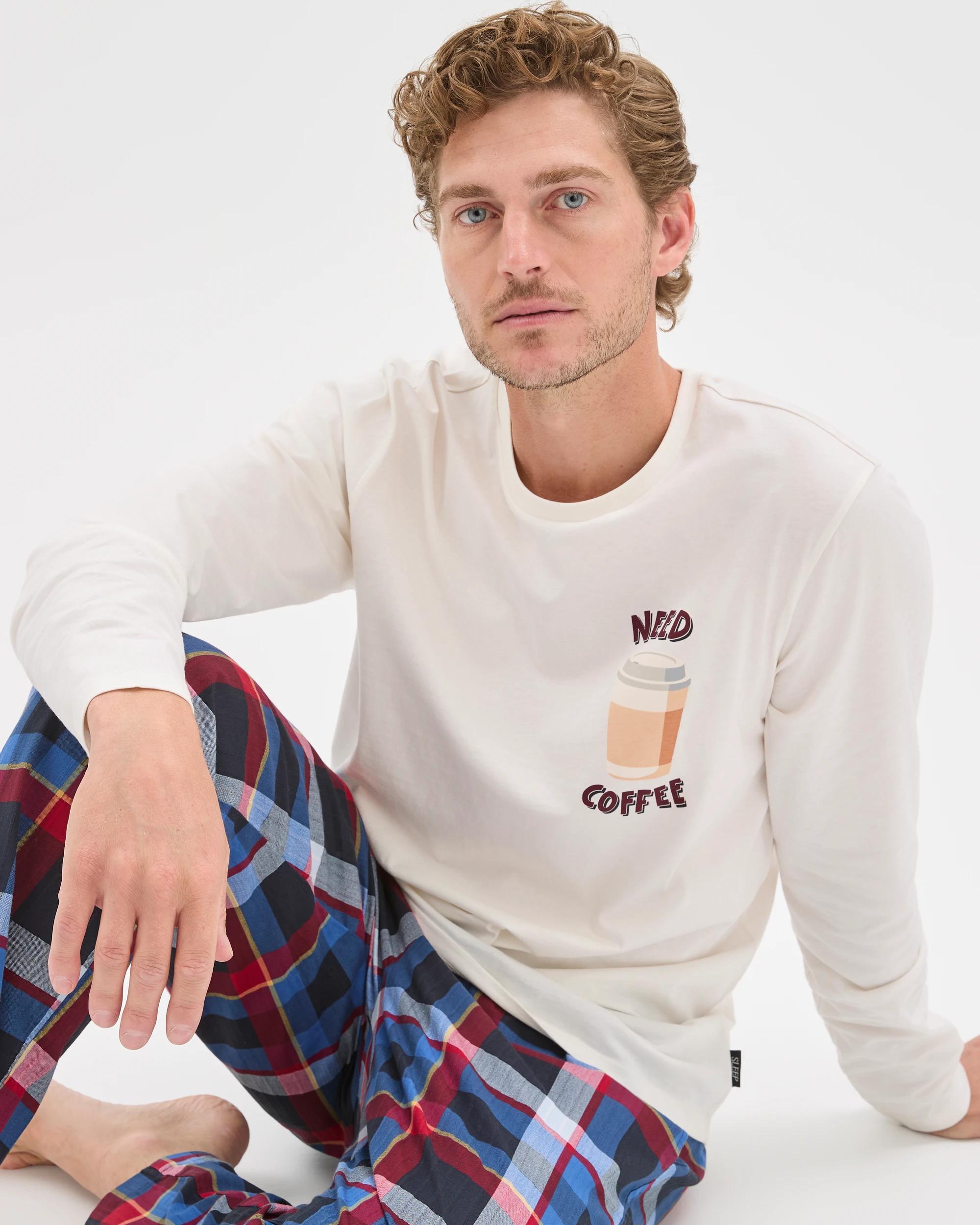 3 Maxx Australian Cotton Long Sleeve Sleep Top NEED COFFEE, 3 of 6
