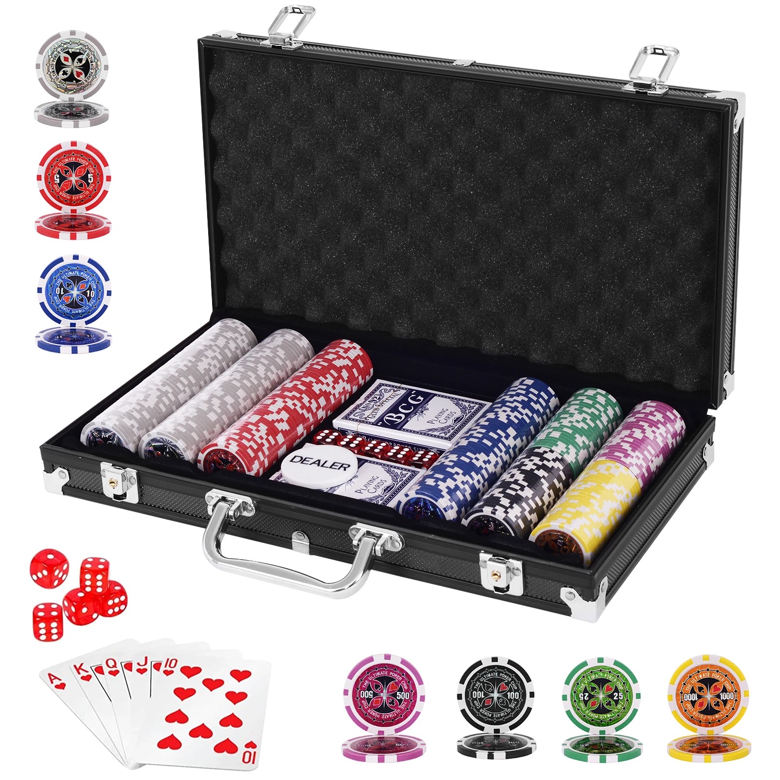 1 Costway 300PCS Poker Chips Set Card Games Casino Party, 1 of 2