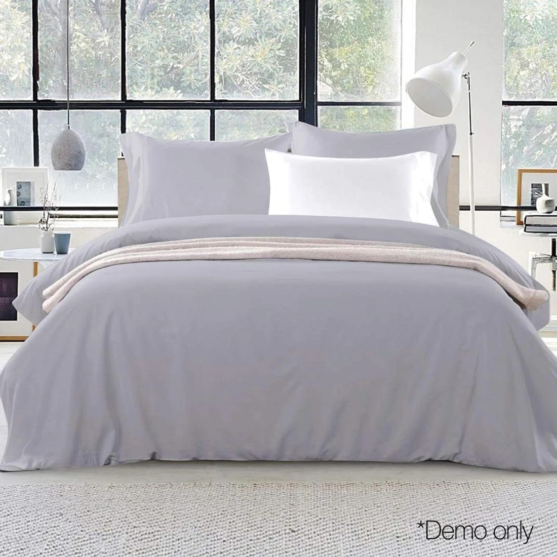 8 Giselle Bedding Quilt Cover Set Classic  King - King Bed - Grey, 8 of 8