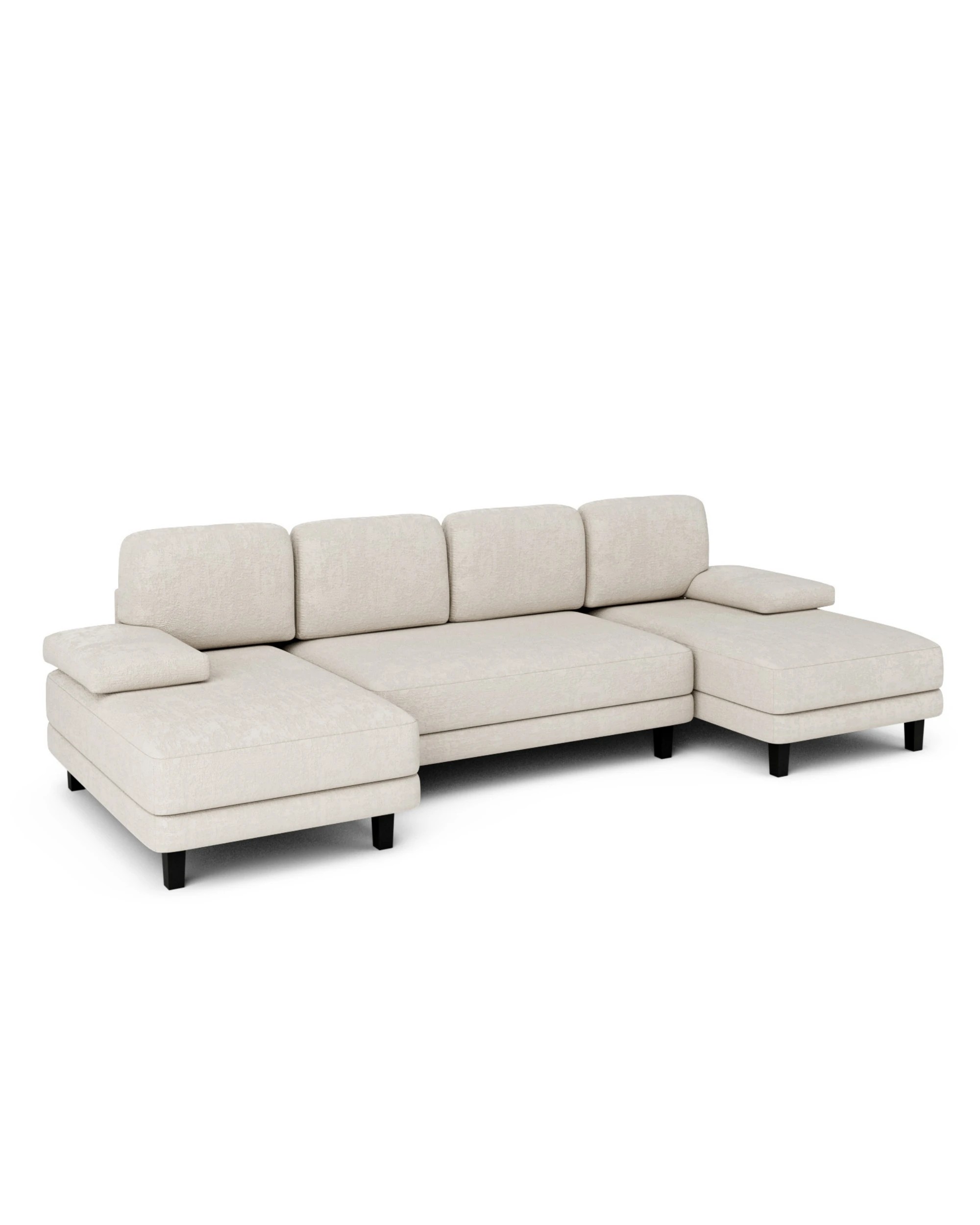 6 Advwin 280cm 4 Seater Sectiona Sofa Chenille Fabric U Shape Couch Modern Sofa Couch with Double Chaise, 6 of 8