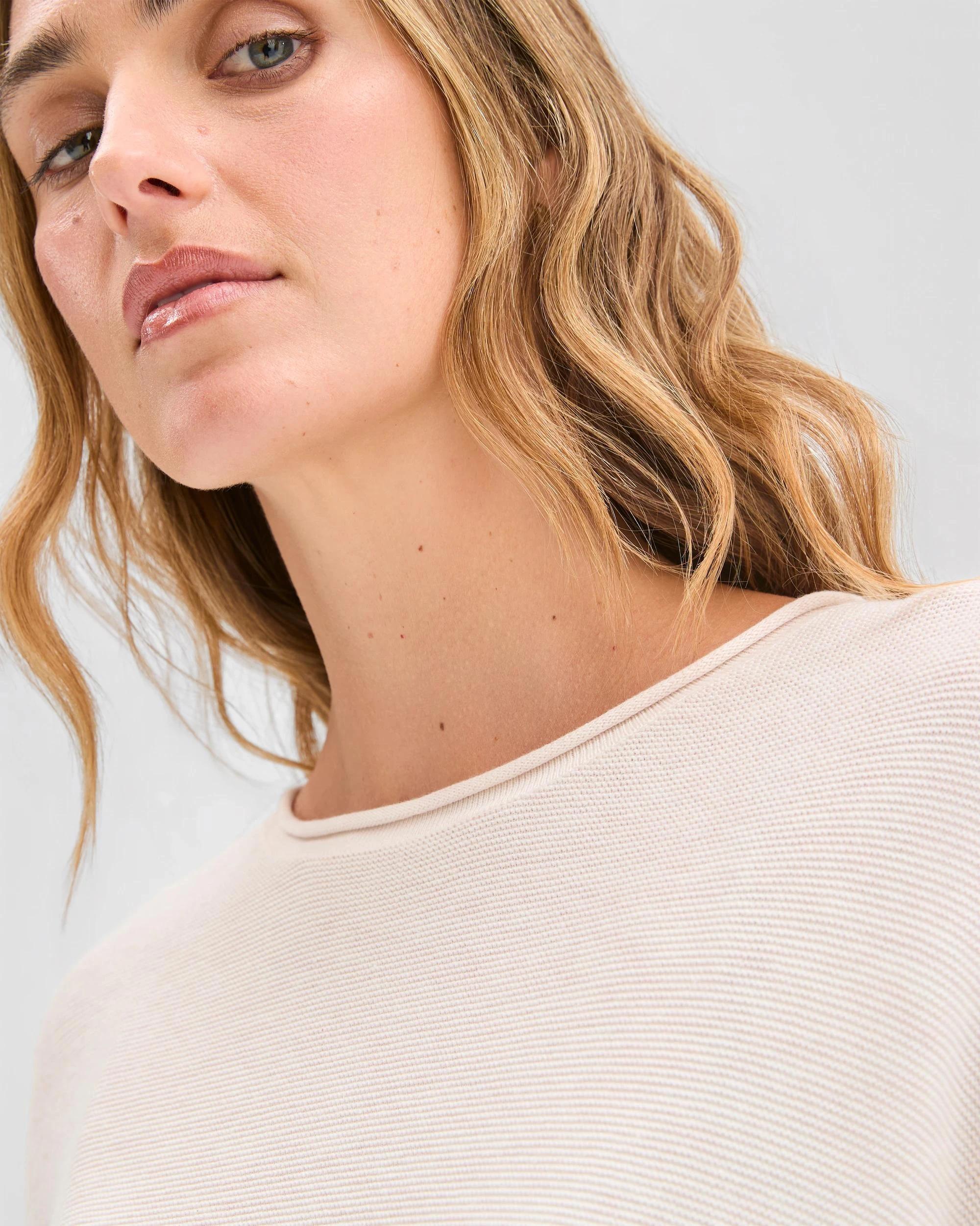 6 Target Woman Australian Cotton Blend Roll Edge Lightweight Sweater OATMEAL, 6 of 6