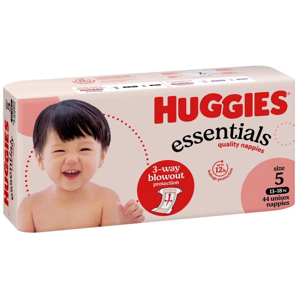 1 Huggies Essentials Nappies Walker Size 5 44 Pack, 1 of 10