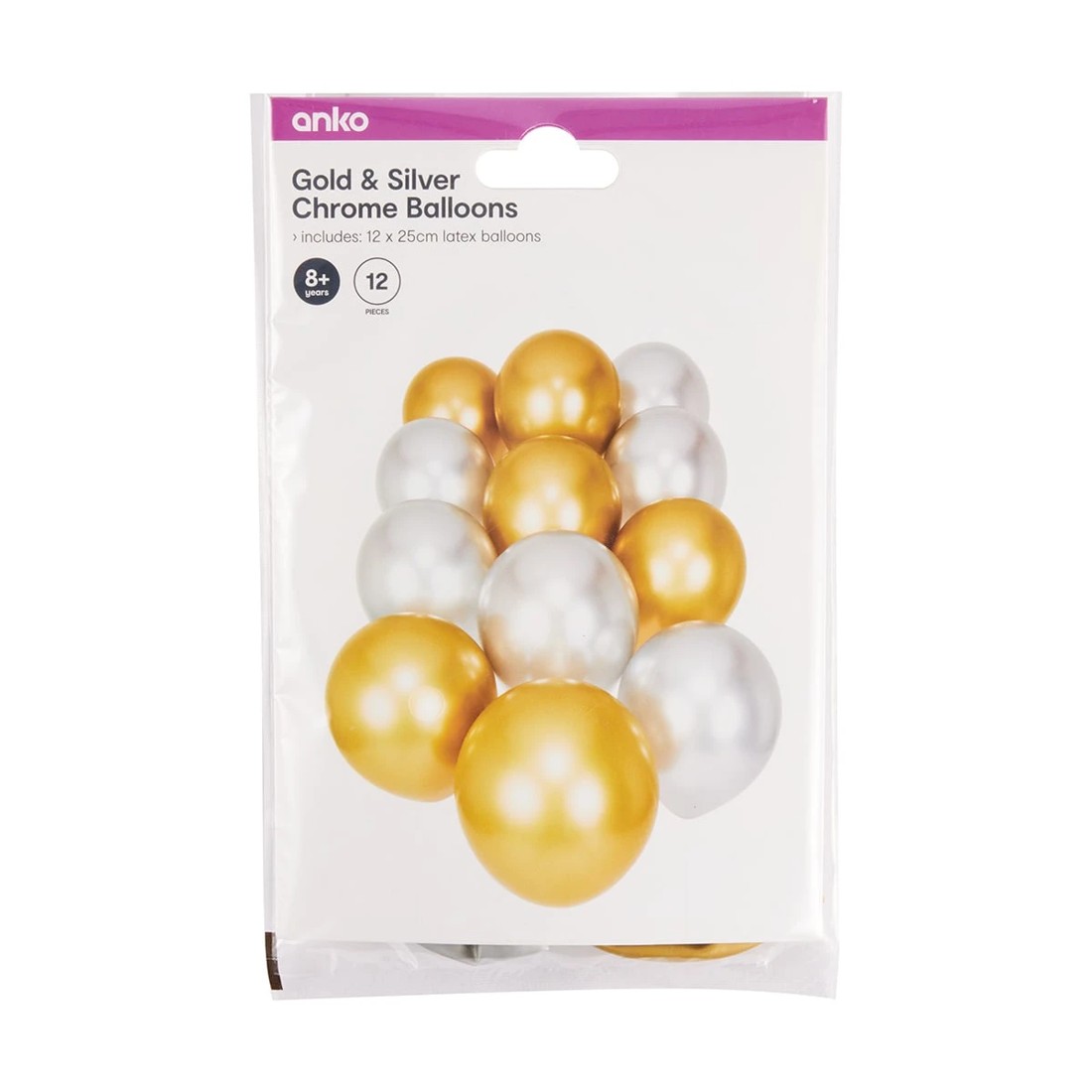 6 12 Piece Gold and Silver Chrome Balloons, 6 of 6