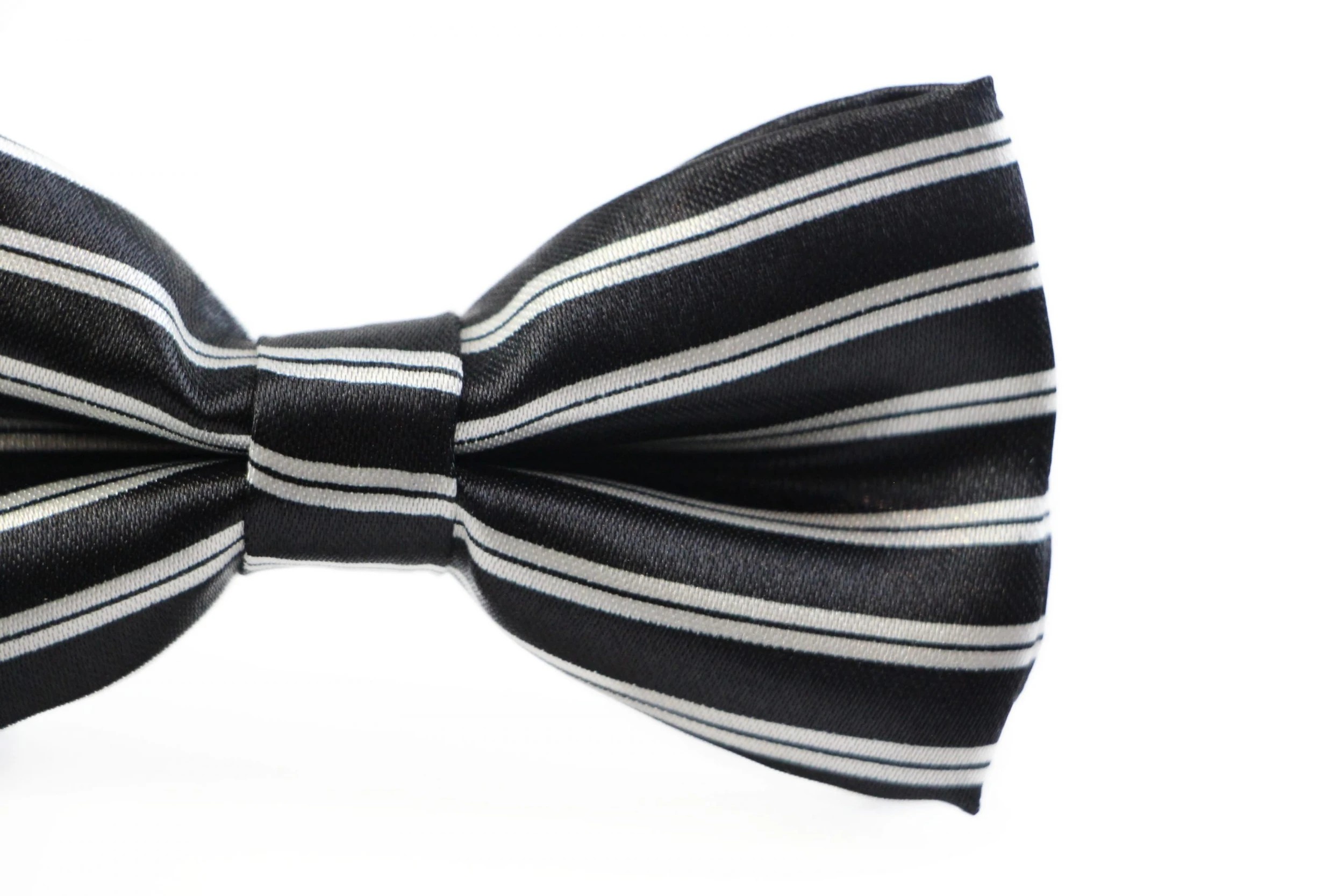 3 Zasel Boys Black With White Stripes Patterned Bow Tie - Multi, 3 of 4