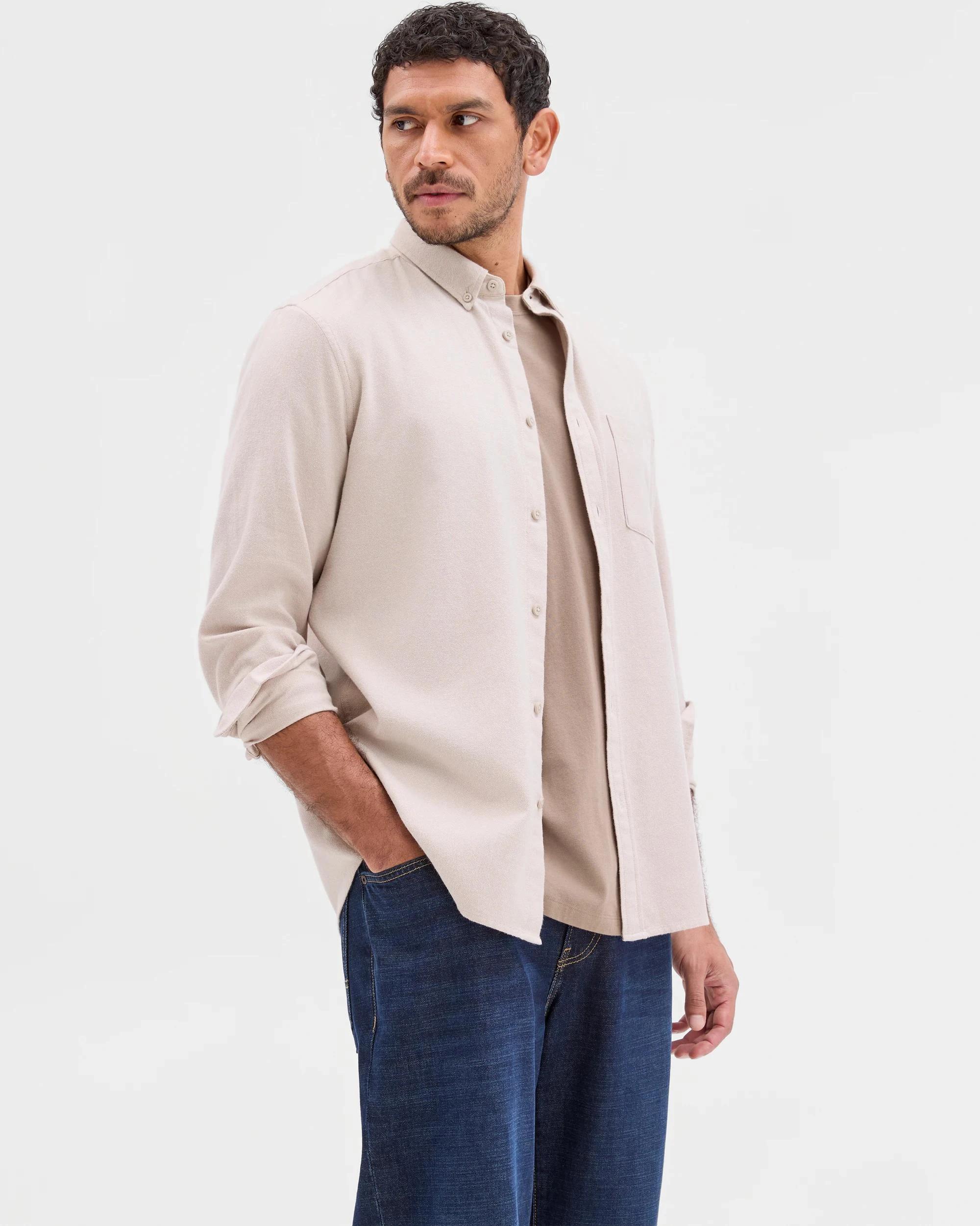 4 Target Australian Cotton Long Sleeve Oxford Shirt STONE, 4 of 6