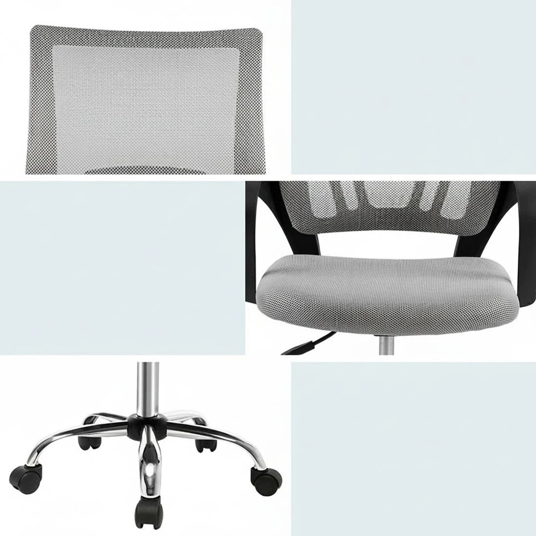 6 Artiss 2x Mesh Office Chair Mid Back - Grey, 6 of 6
