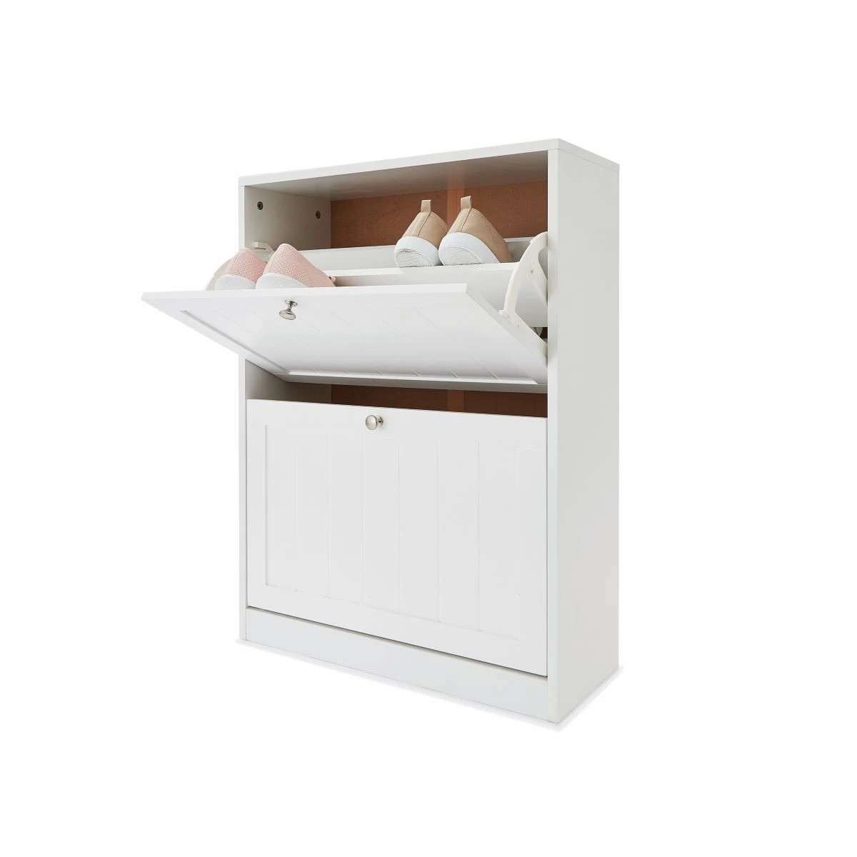 1 2 Tier Panelled Shoe Cabinet, 1 of 10