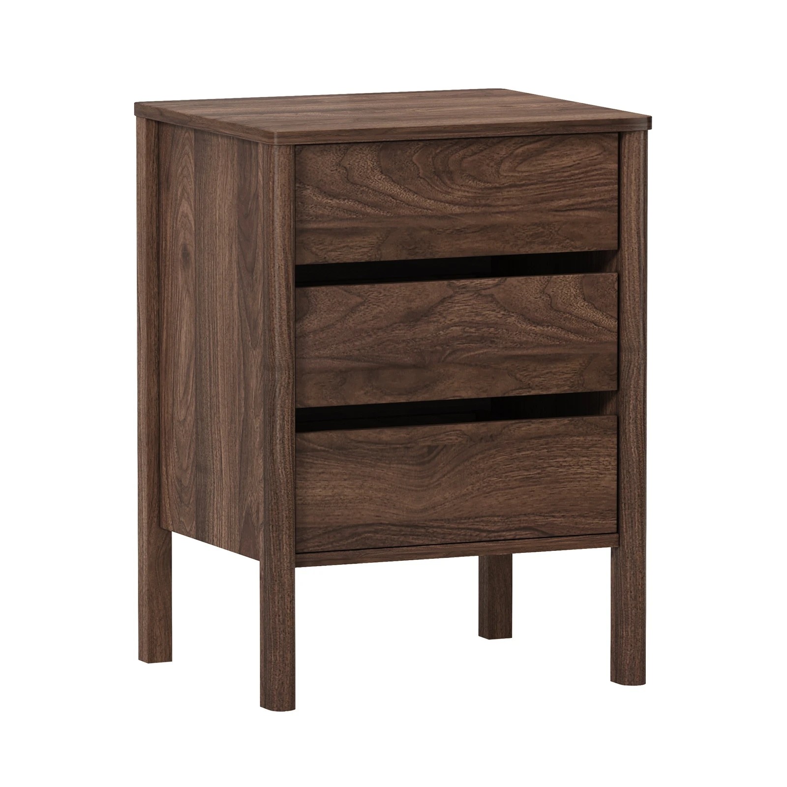 6 Oikiture 2x Bedside Table 3 Drawers Side Table Nightstand Handle-free - Brown, 6 of 9