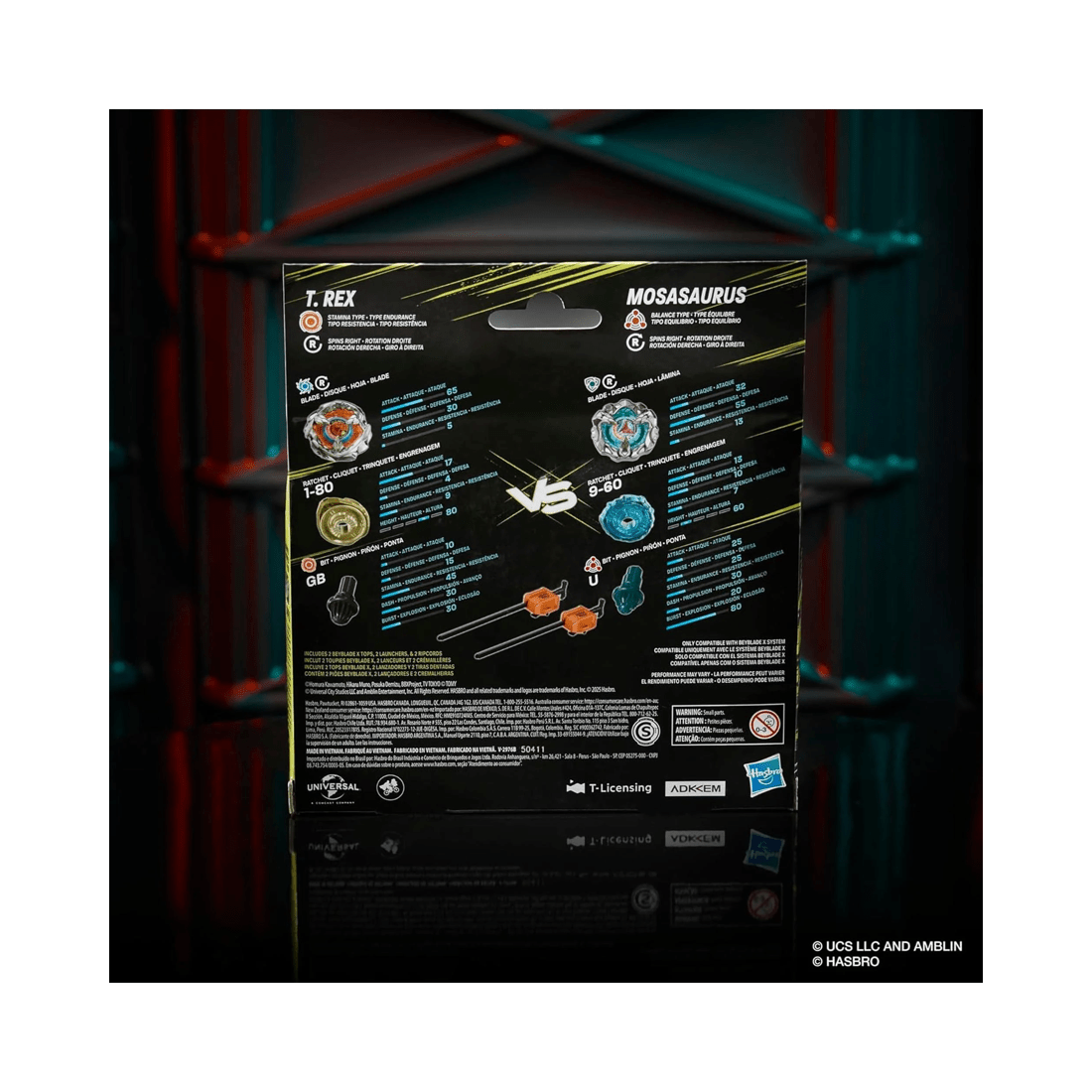 6 Hasbro Beyblade X Jurassic World T. Rex vs Mosasaurus Multipack Set, 6 of 6
