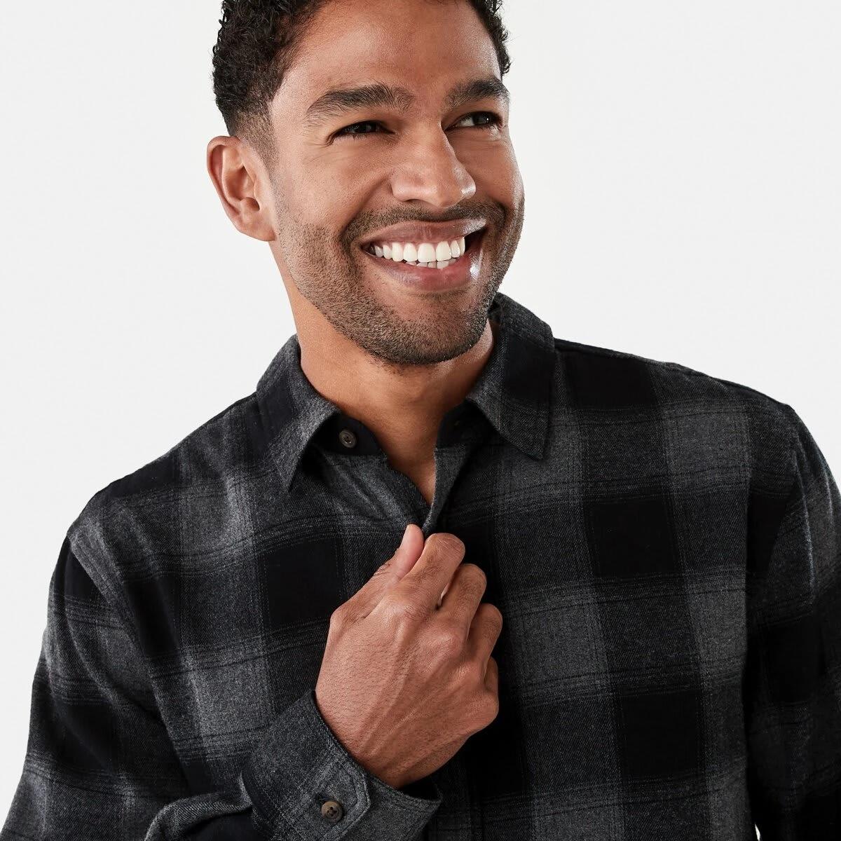 4 Long Sleeve Buffalo Check Shirt Blk Check, 4 of 7