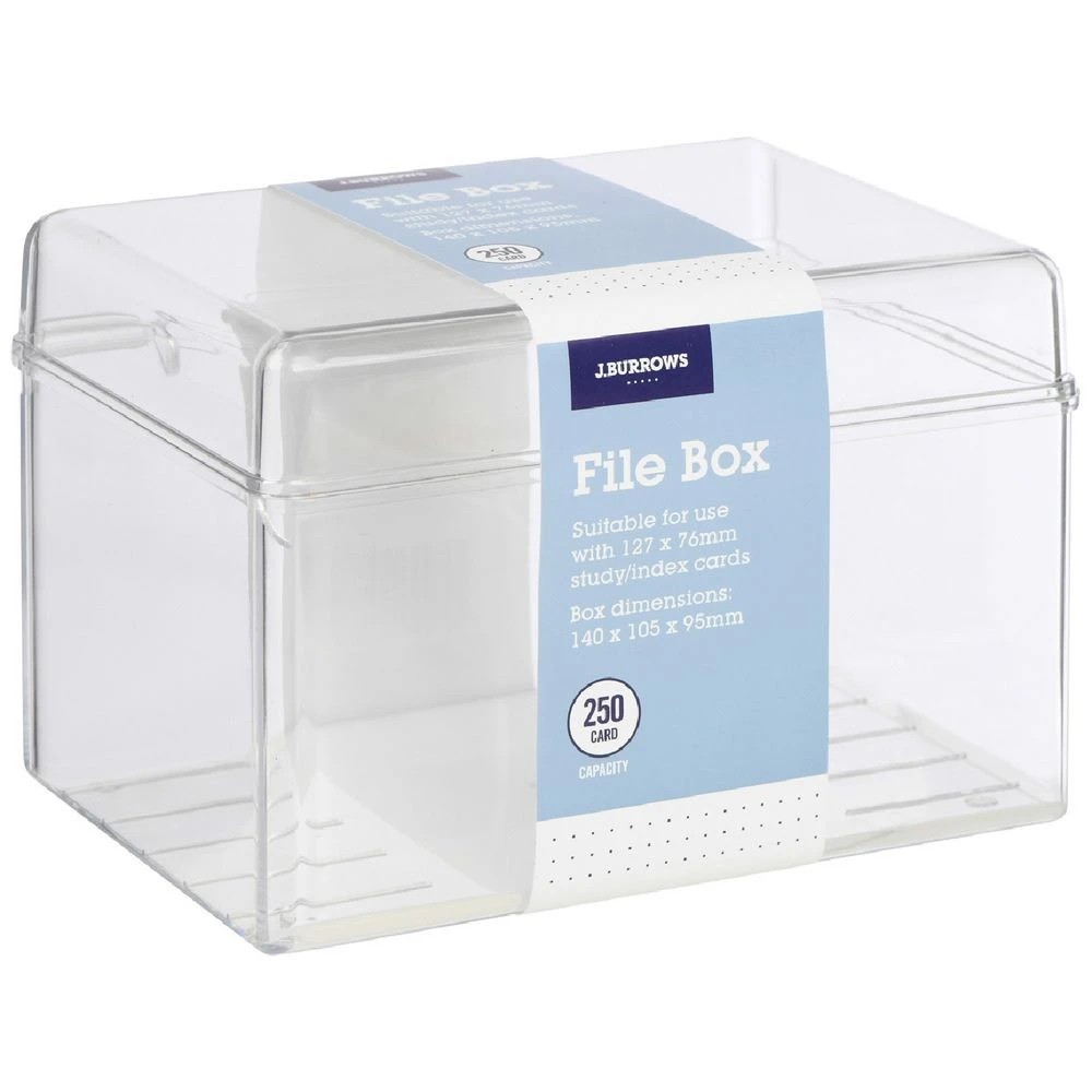1 J.Burrows Index Card File Box 127 x 76mm Clear, 1 of 2