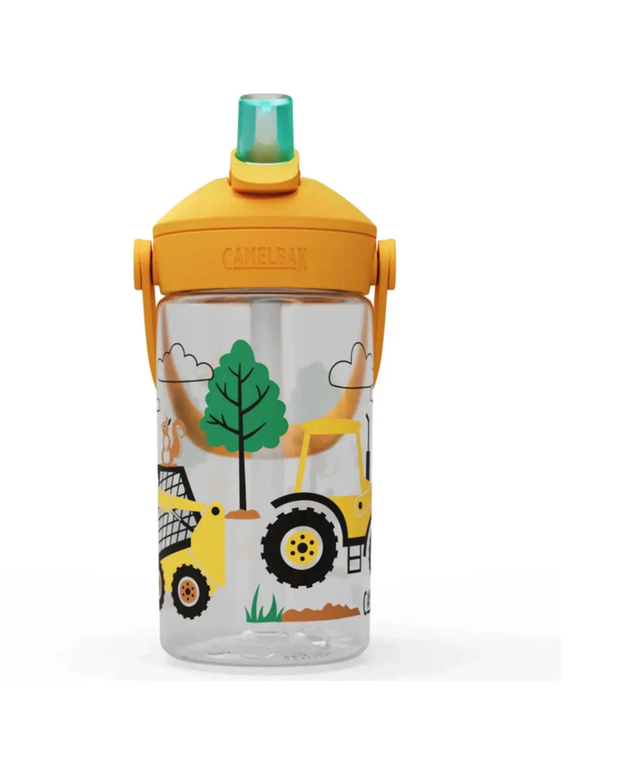 2 CamelBak Kids Thrive Flip Straw 400ml Drink Bottle Leakproof Tractors and Trees - Grey, 2 of 4
