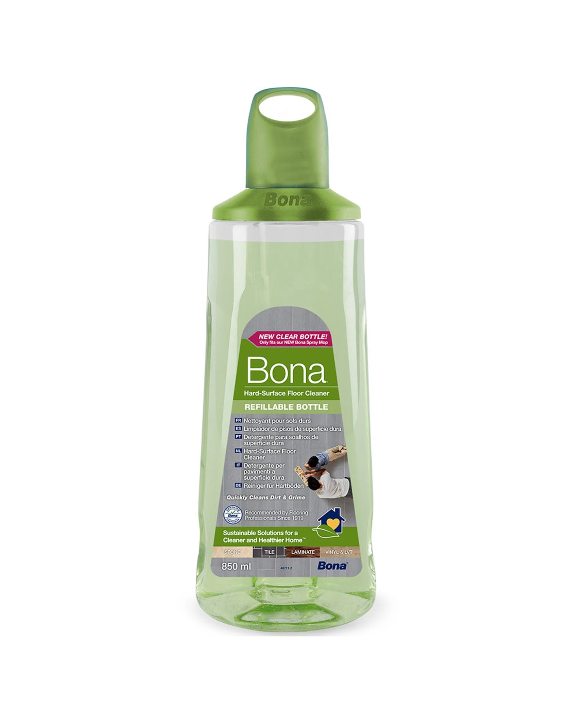 2 Bona Stone Tile Laminate Cleaner 2 x 850ml Refillable Cartridge For Spray Mop - Clear, 2 of 2