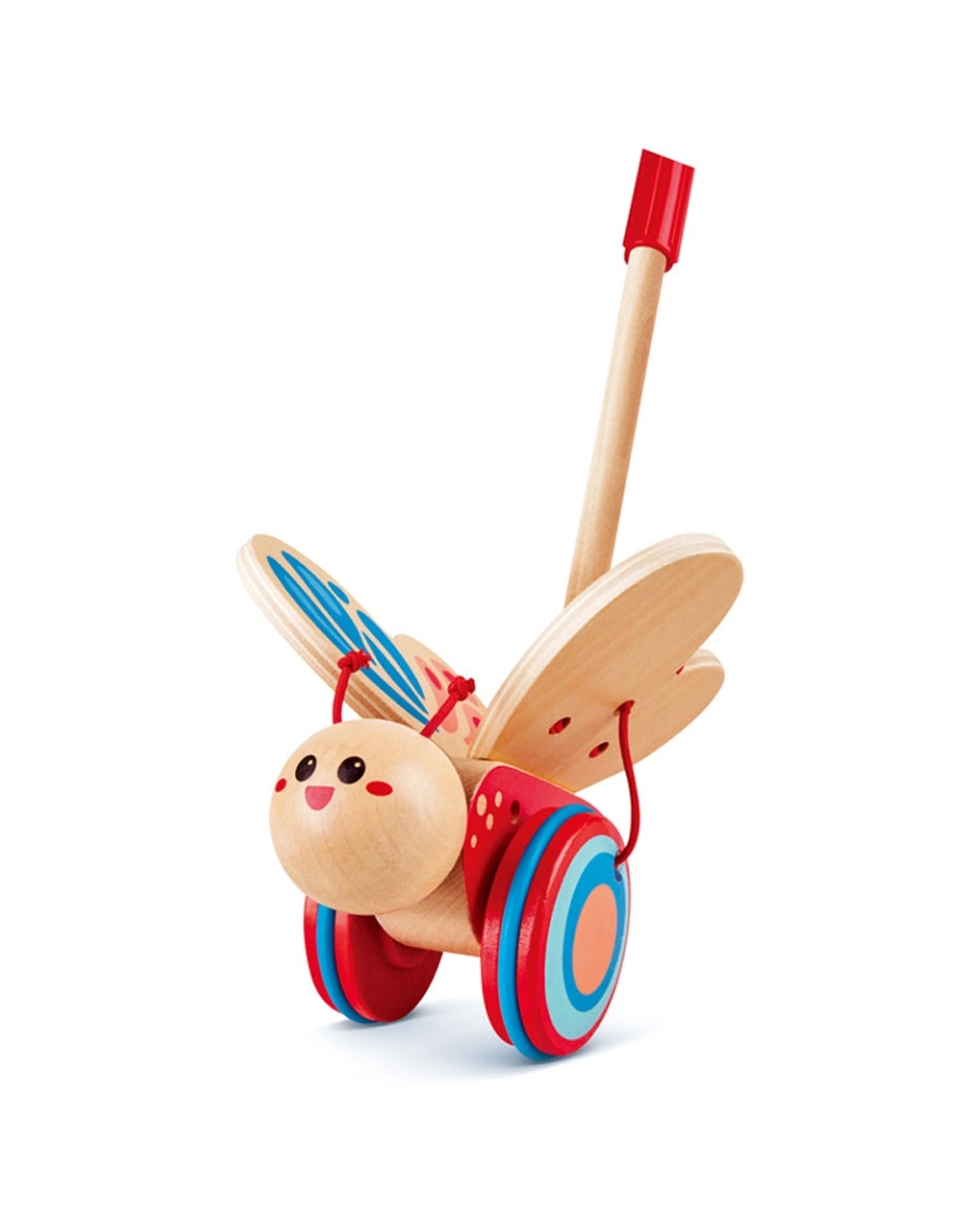 1 Hape Butterfly Push Pull Wooden Toy Wings Flutter Kids - Multi, 1 of 3