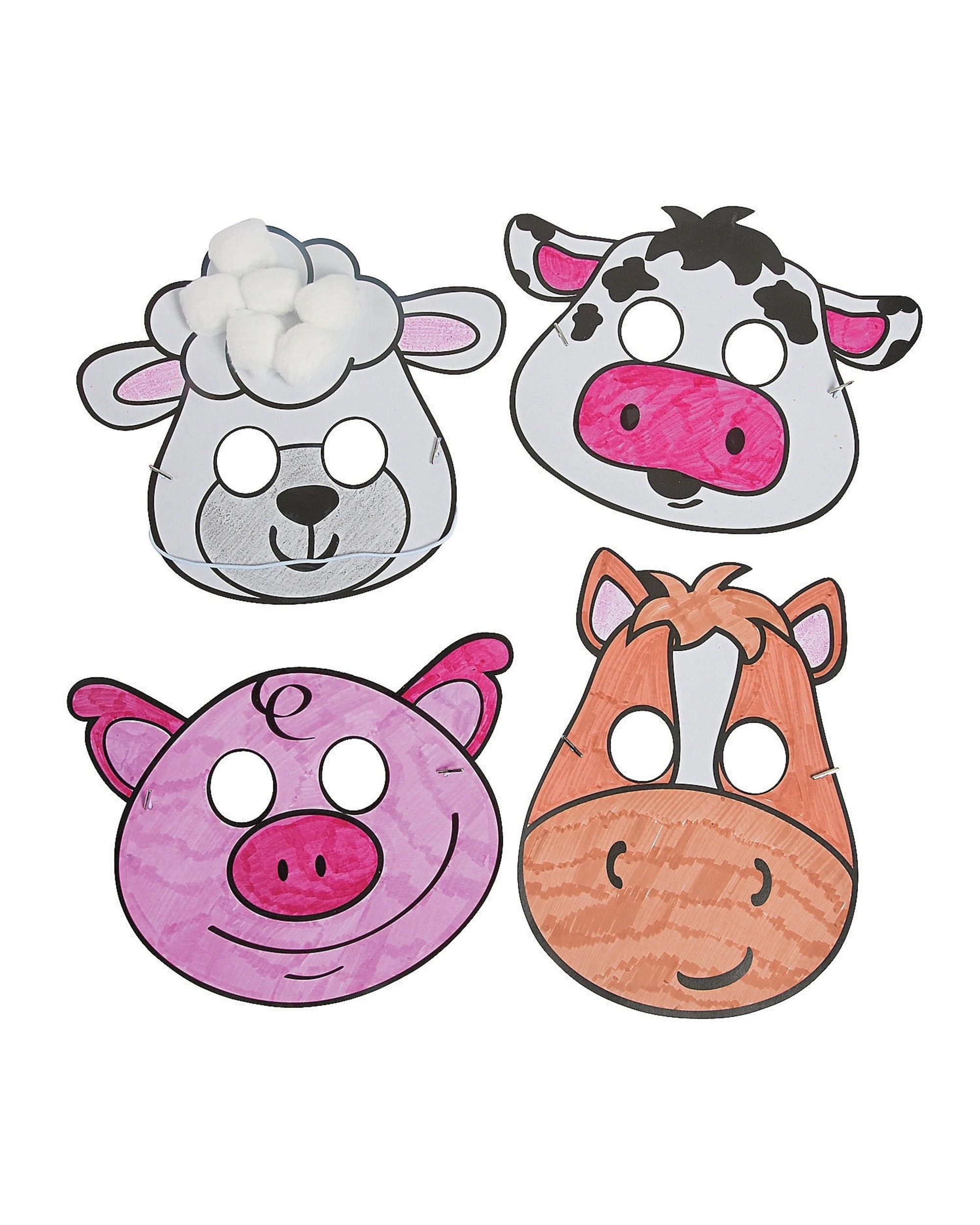 2 Partyrama Farm Animal Colour Your Own Masks Pack of 12, 2 of 4
