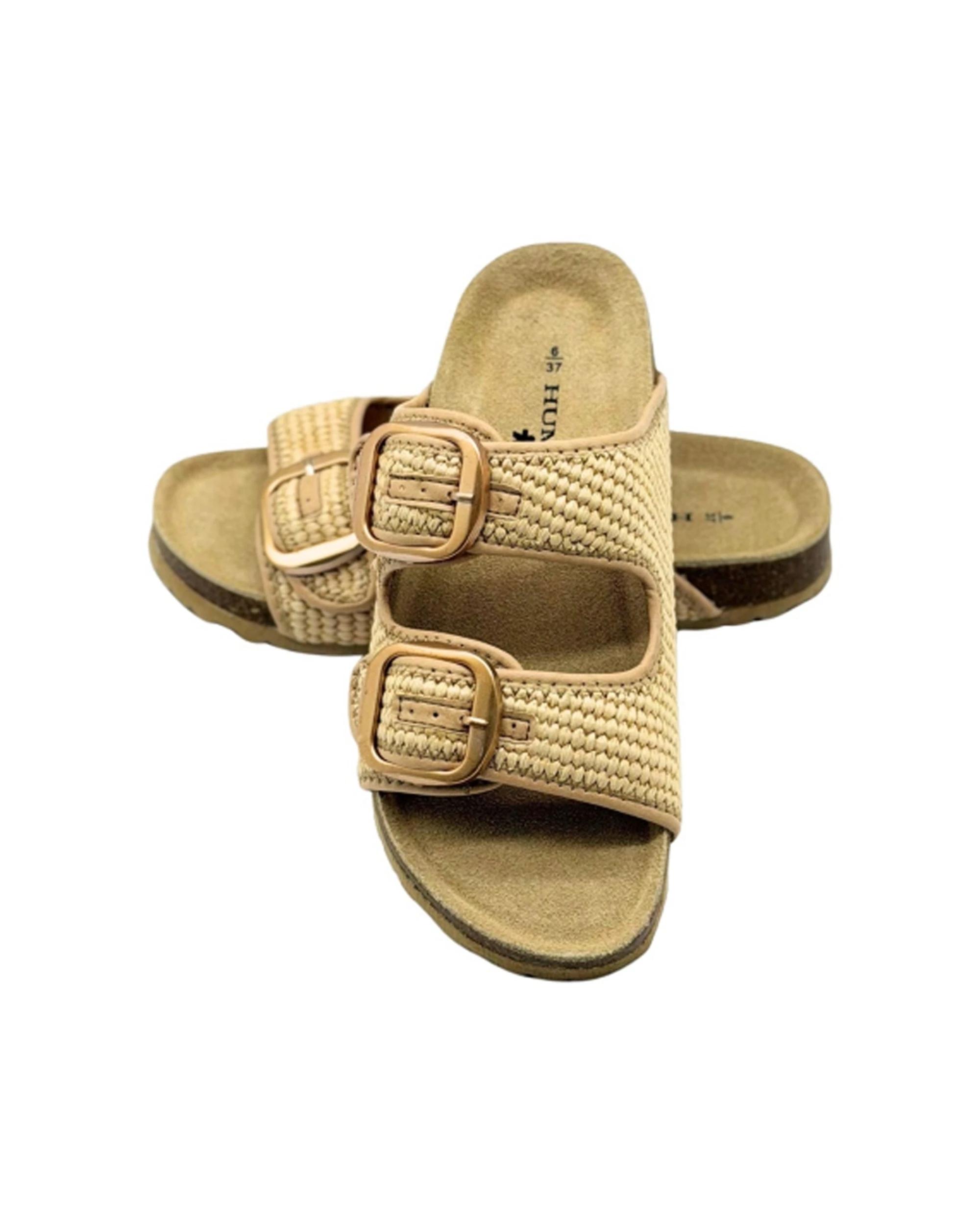 3 Human Shoes Cammy Raffia Sandals Buckle Moulded Footbed Natural NATURAL, 3 of 5