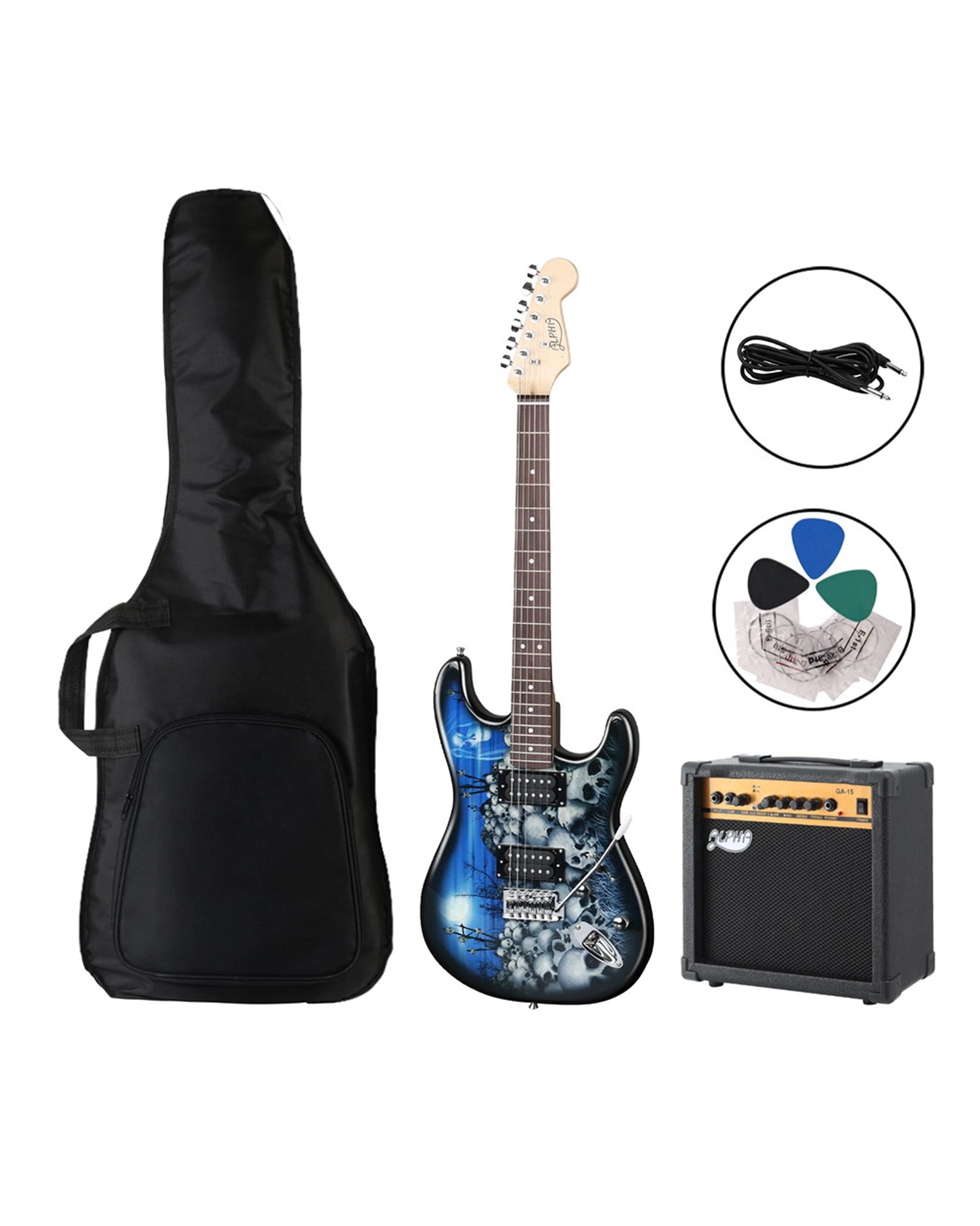 1 Alpha Electric Guitar Music String Instrument 20W Amplifier - Blue, 1 of 5
