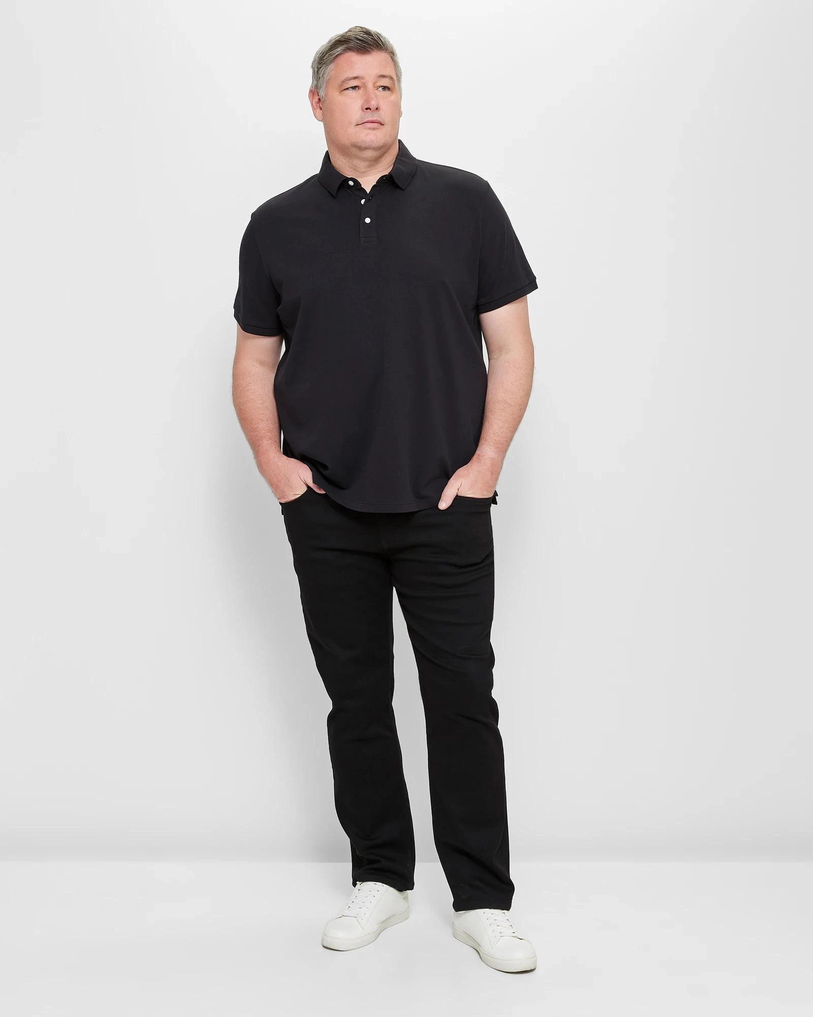 2 Target Man Plus Plus Size Pique Polo Top BLACK, 2 of 5