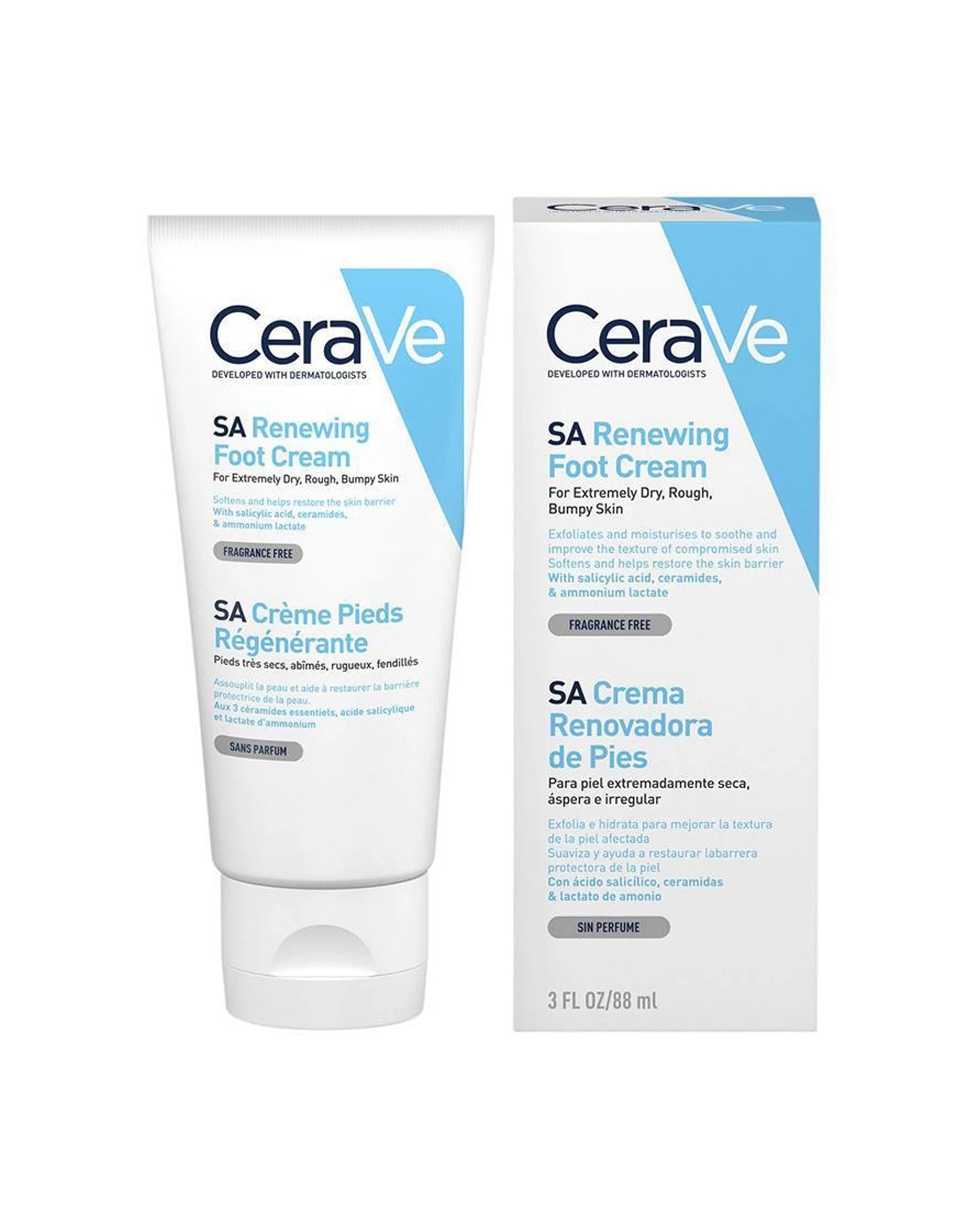 1 CeraVe Renewing SA Foot Cream Exfoliating Moisturiser For Dry Skin 88ml, 1 of 1