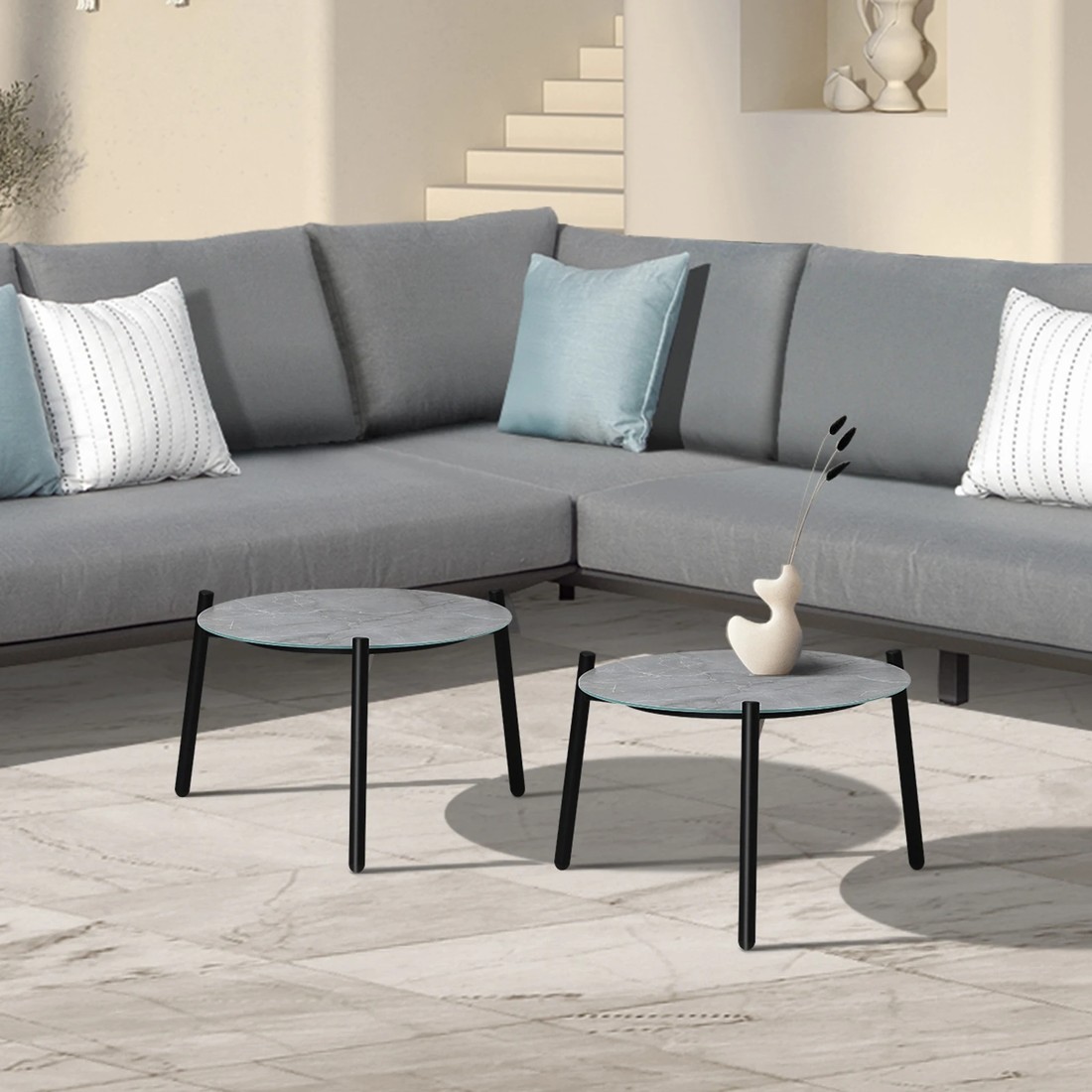 9 Livsip Outdoor Coffee Side Marble Table Desk Patio Furniture Garden 50cm
 - Multi, 9 of 10