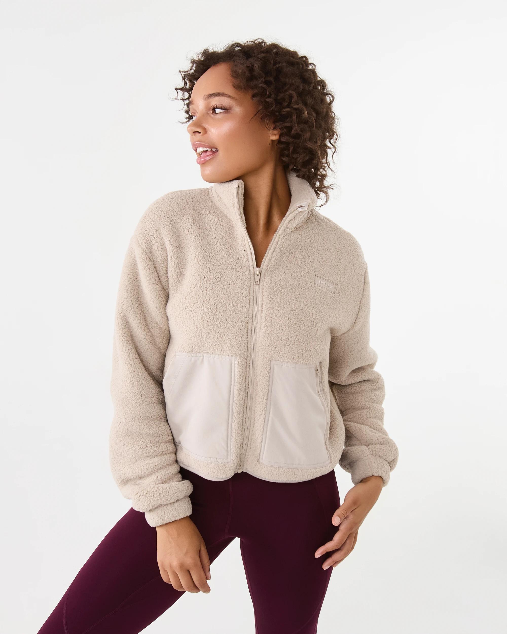 2 Everlast Womens Sherpa Bomber Jacket Stone, 2 of 9