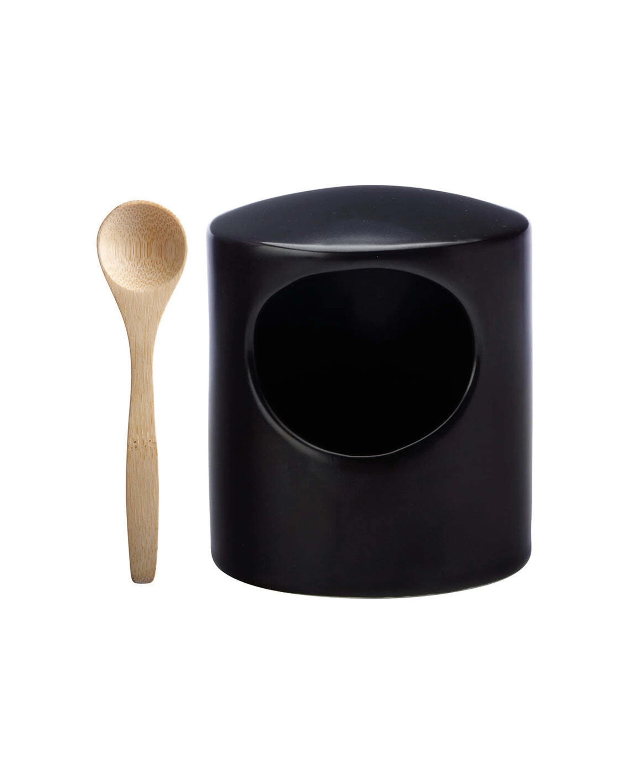 1 Maxwell & Williams Epicurious 12cm Porcelain Salt Pig With Spoon For Kitchen
 - Black, 1 of 3