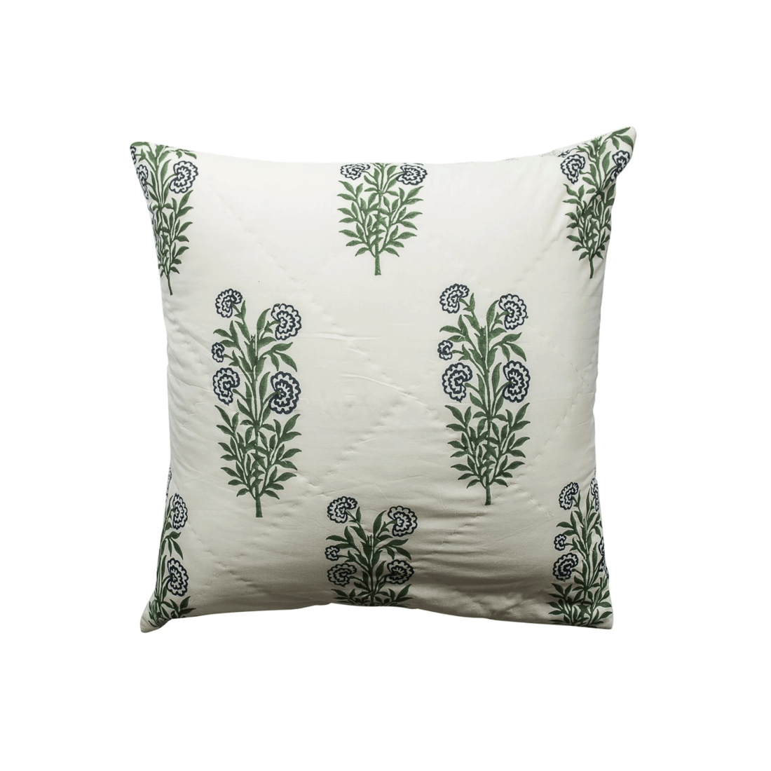 1 Kolka Iris Quilted Euro Sham Set Super Quality Cotton Quilted Front - Green, 1 of 5