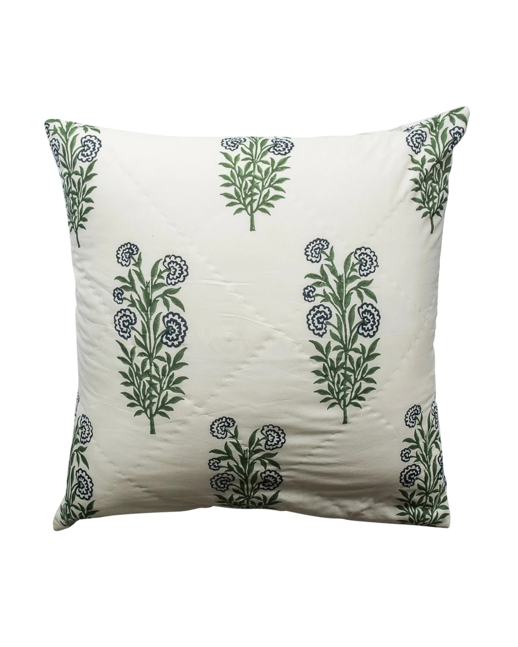 1 Kolka Iris Quilted Euro Sham Set Super Quality Cotton Quilted Front - Green, 1 of 4