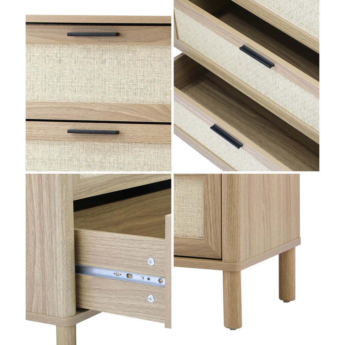 4 Oikiture 4 Chest Of Drawers Dresser Tallboy Storage Cabinet Rattan
 - Natural, 4 of 10