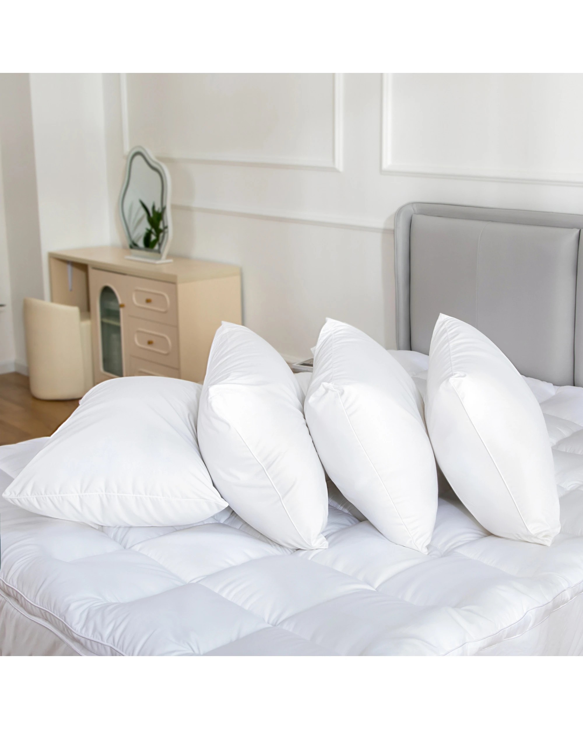 2 Hacienda 100 Percent Cotton Pillow Cover with 800g Poly Fill Hypoallergenic, Antibacterial, and Cooling Technology 4 PK, 2 of 7