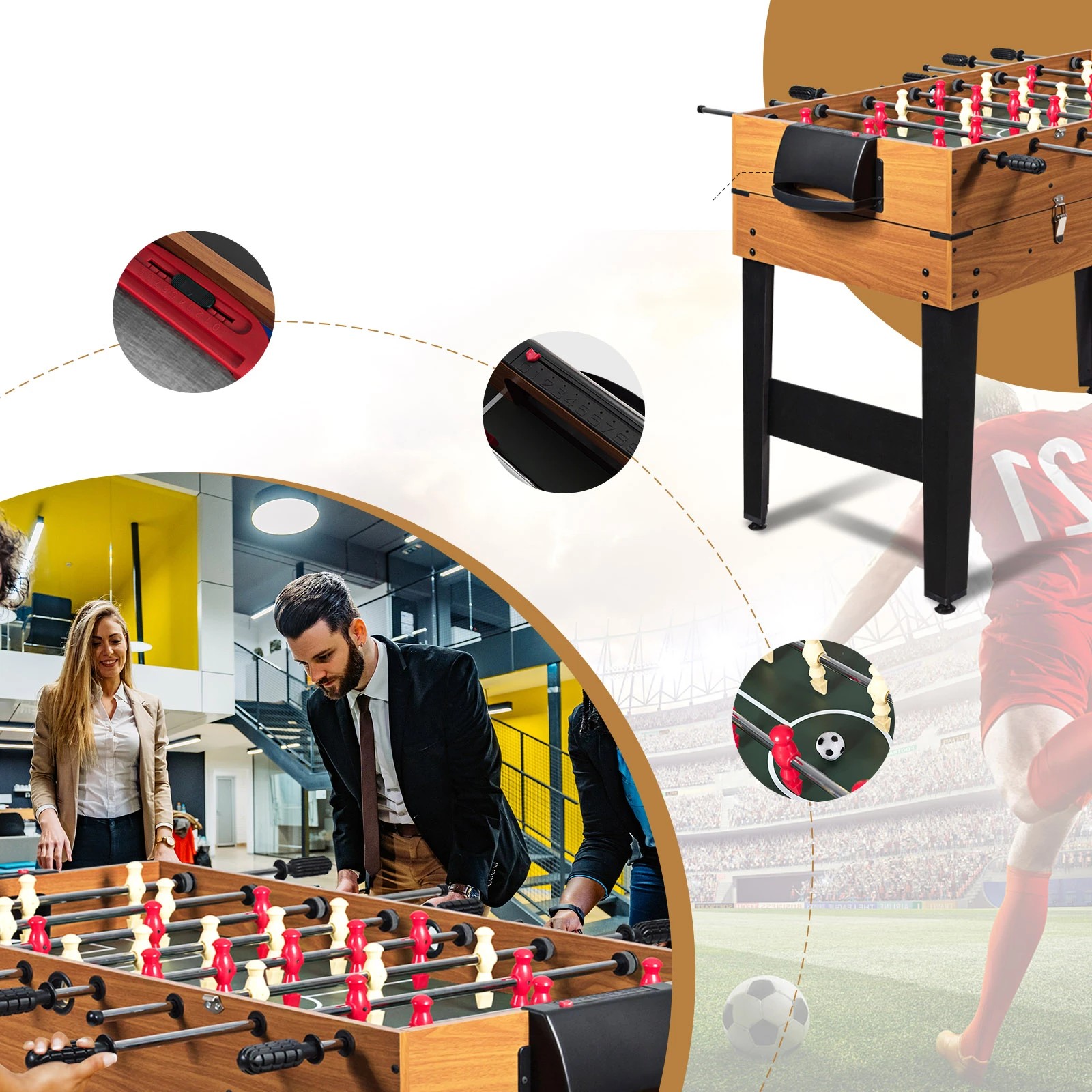 4 Costway 3-in-1 Combo Game Table Set Arcade Pool Game Table w/Air Hockey/Billiard/Foosball, 4 of 8