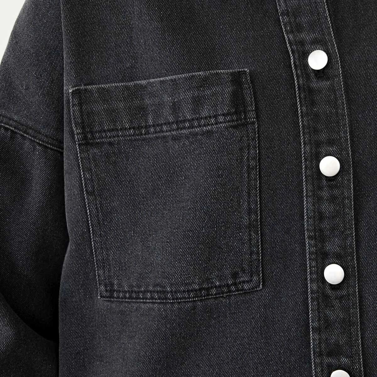 8 Long Sleeve Denim Shirt Black Wash, 8 of 9