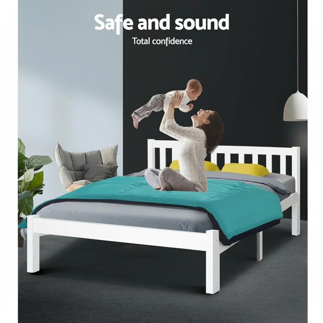 9 Artiss Bed Frame Double Size Wooden  SOFIE - White, 9 of 10