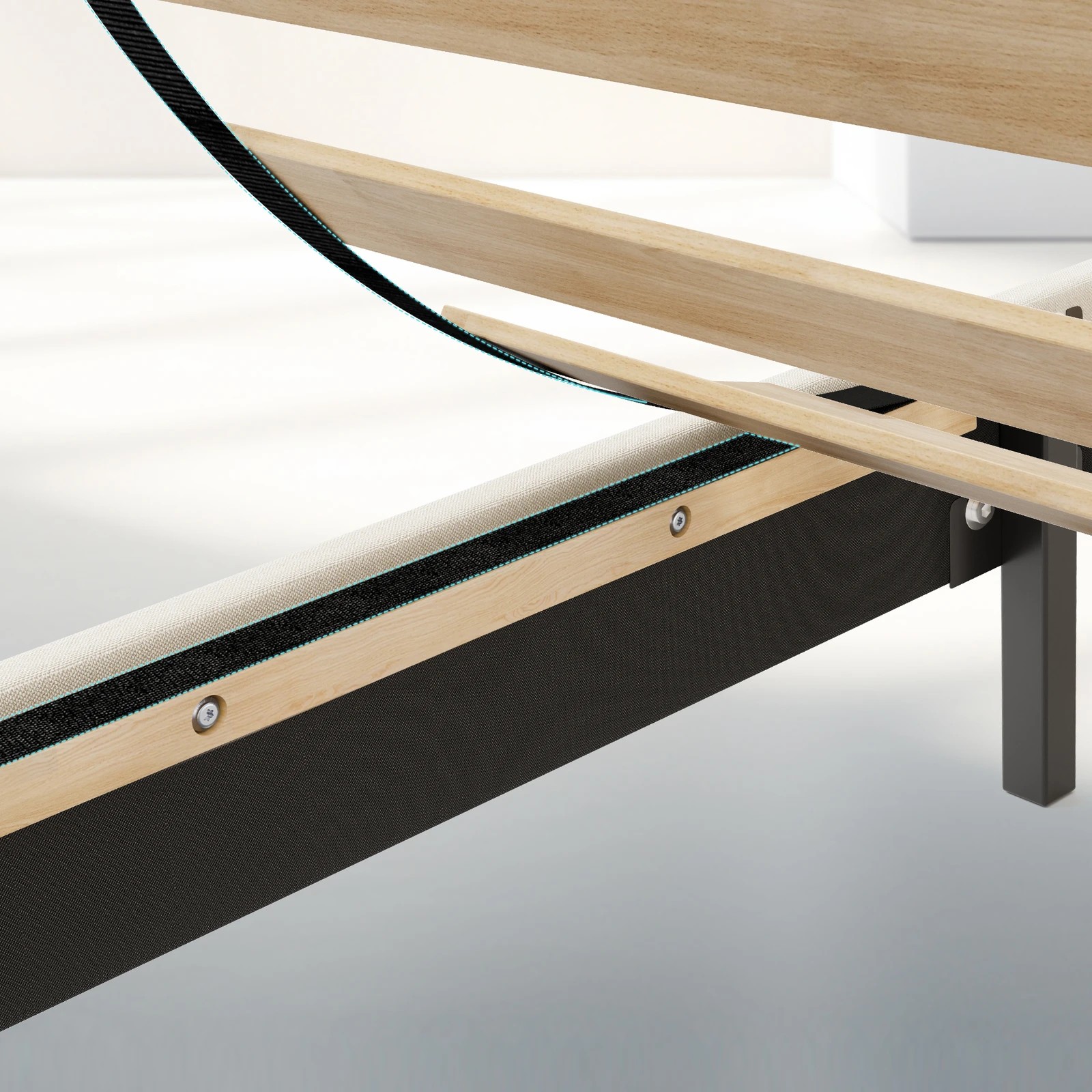 8 Alfordson Bed Frame King Single Tufted Headboard Base Beige Fabric Hundolf - Beige, 8 of 10