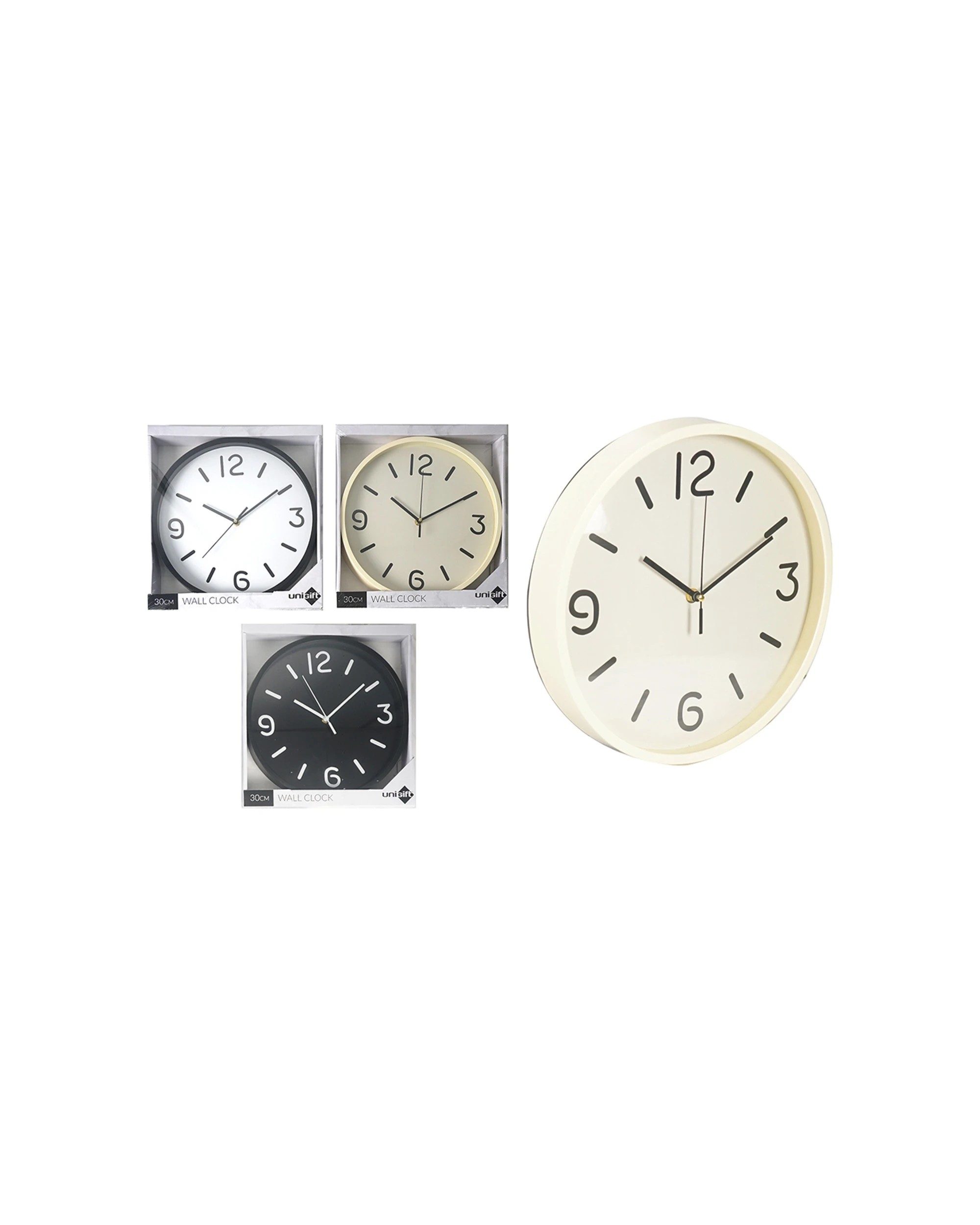 2 Unigift Classic Clock Modern Plastic Material 12in 30cm - Multi, 2 of 2