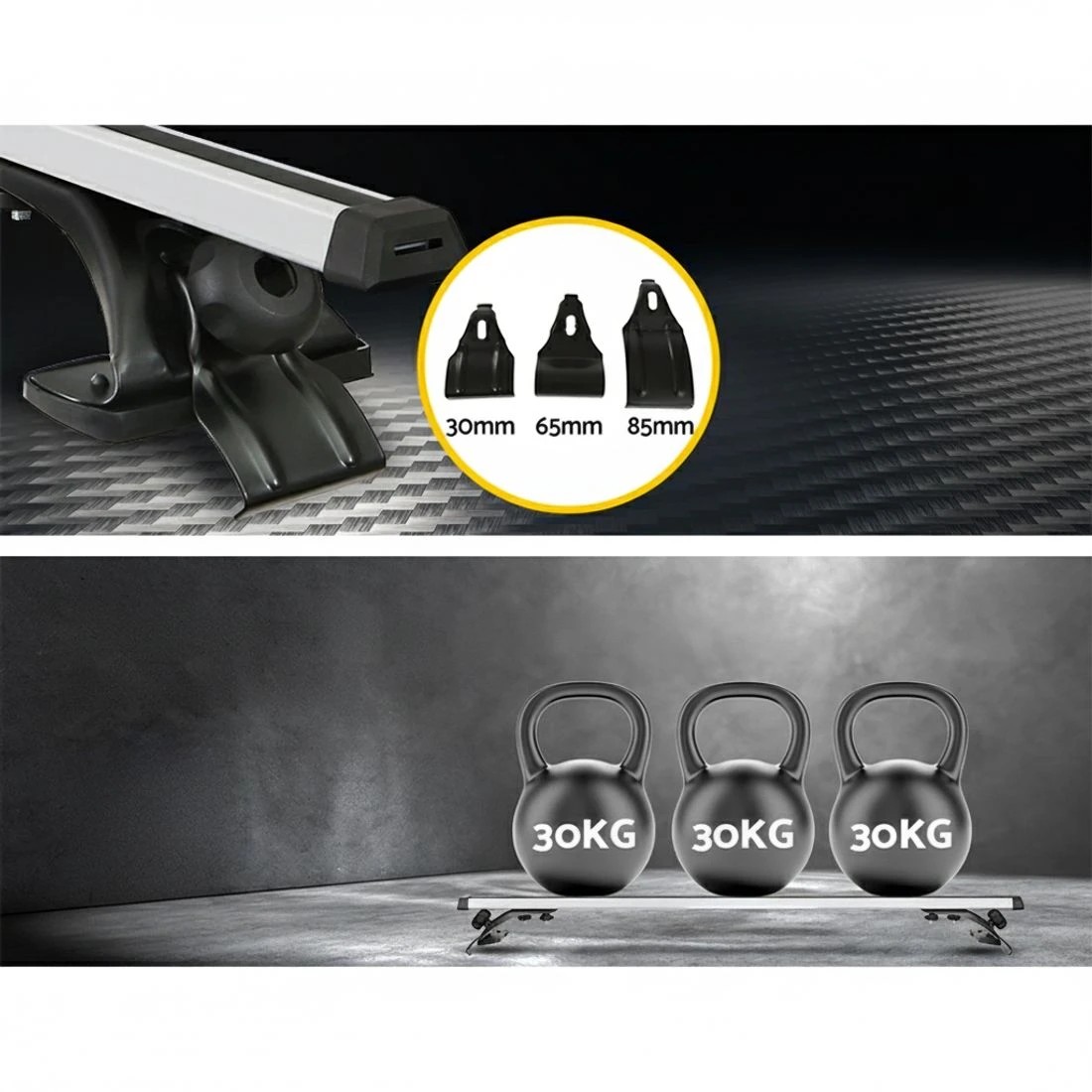 6 Giantz Universal Car Roof Racks Pod Aluminium Cross Bars Brackets 145cm - Silver, 6 of 7