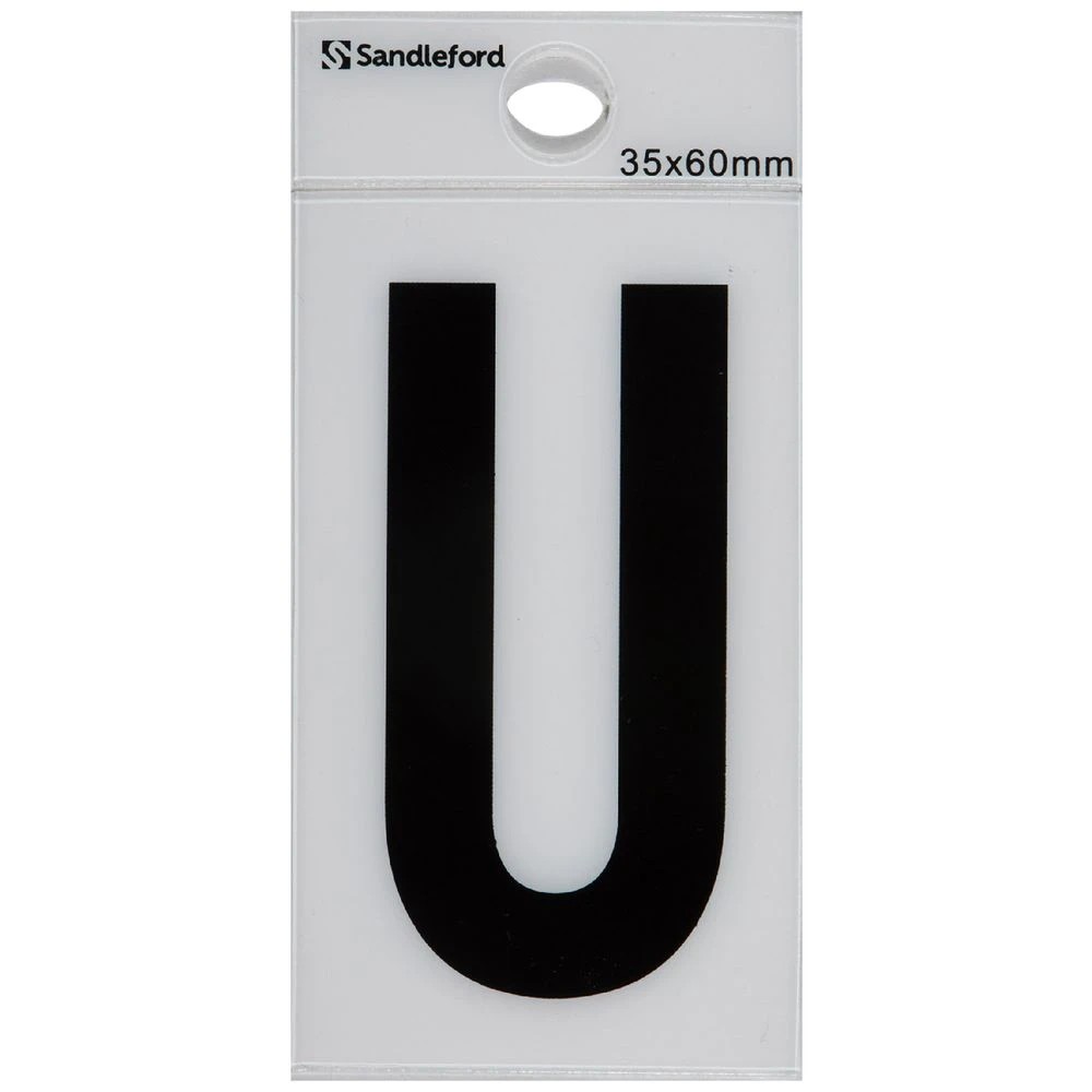 1 Sandleford U Self-adhesive Letter White 60 x 35mm, 1 of 1